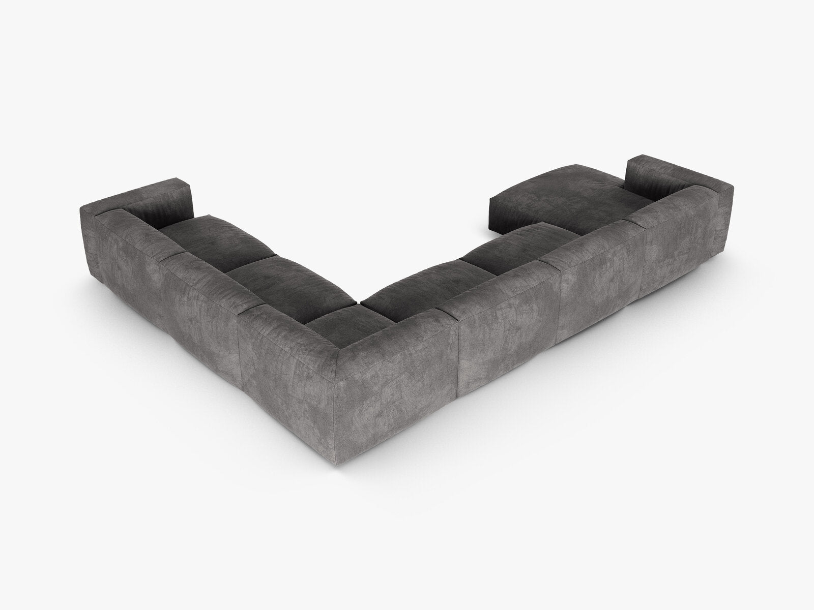Micadoni modulares Ecksofa XL Martina 6-Sitzer 90cm Sitztiefe Rechts Samt Vogue Grau