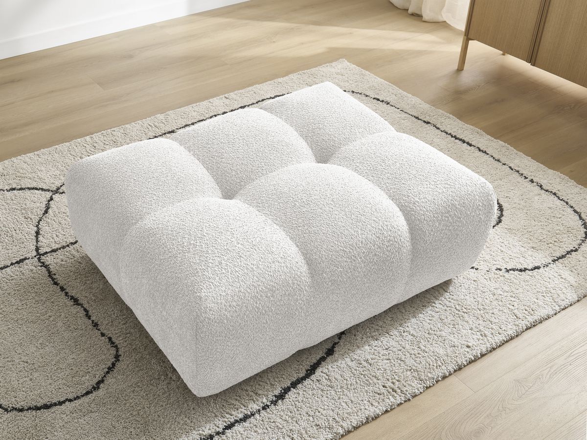 Bobochic Anakin Pouf Bouclé-Stoff Weiß