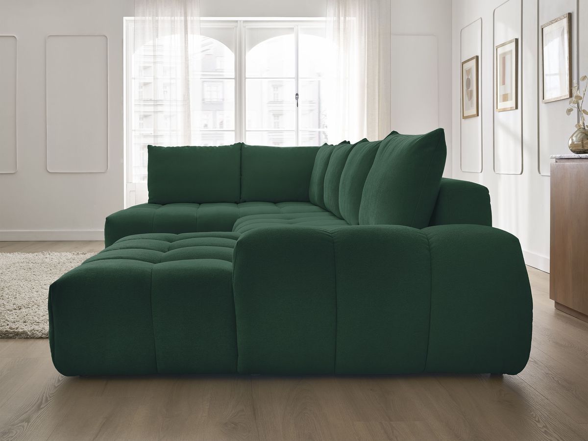 Bobochic Everest Wohnlandschaft, 6 Kissen Strukturstoff Grün Ecke rechts