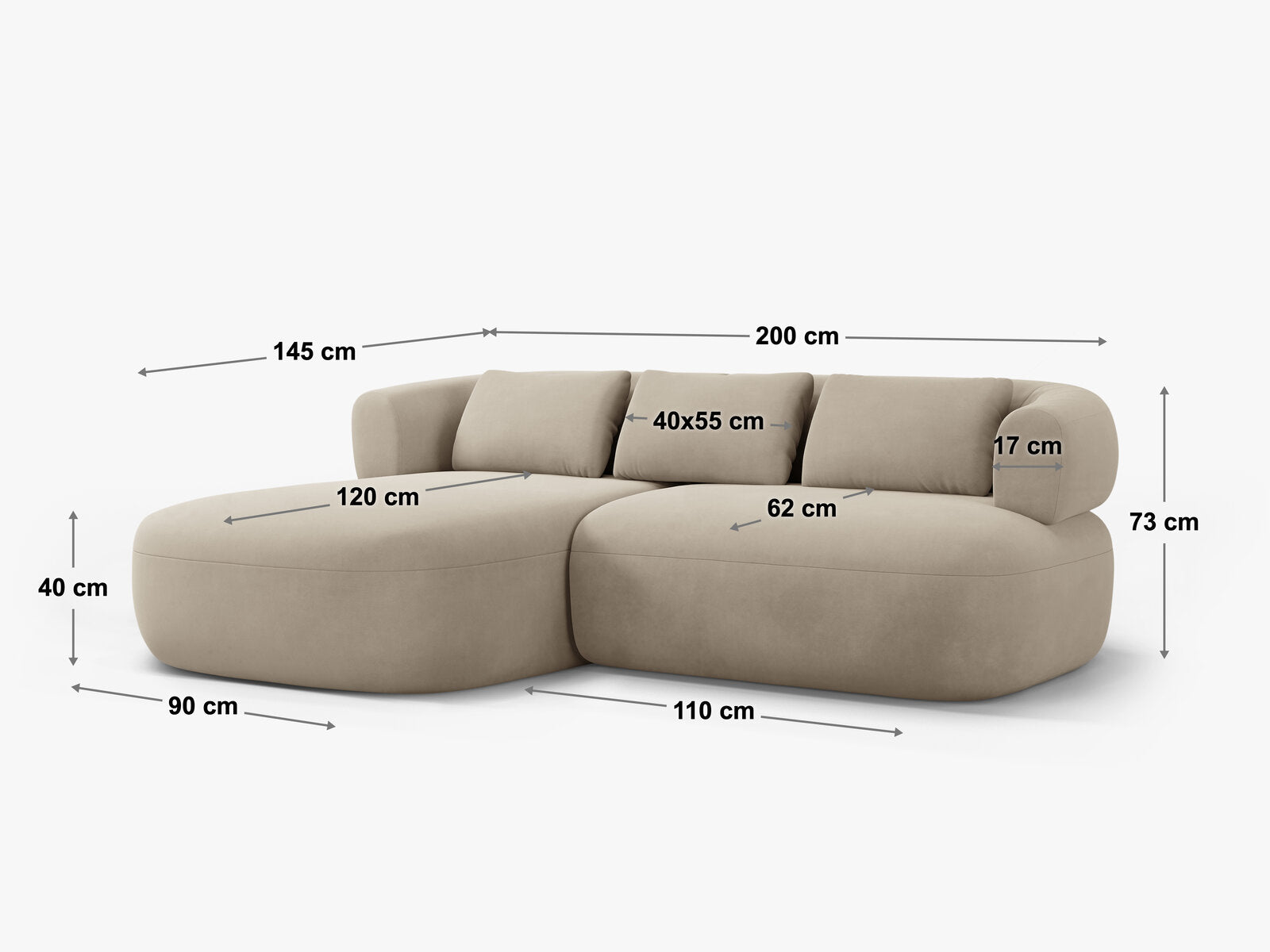 Micadoni 5-Sitzer Ecksofa Jenny Kleine Version Rechts Samt Salvador Grün