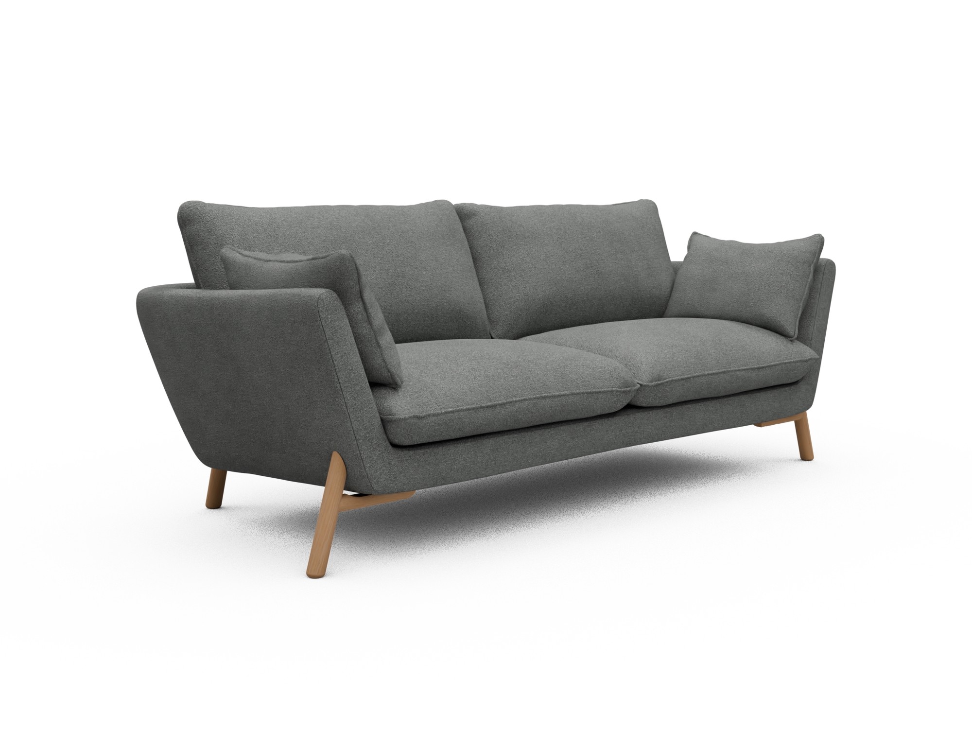 Skandi Home Sofa Emil 3-Sitzer Beinfarbe Eiche Natur Boucle-Ash-Grey moebelfaktor