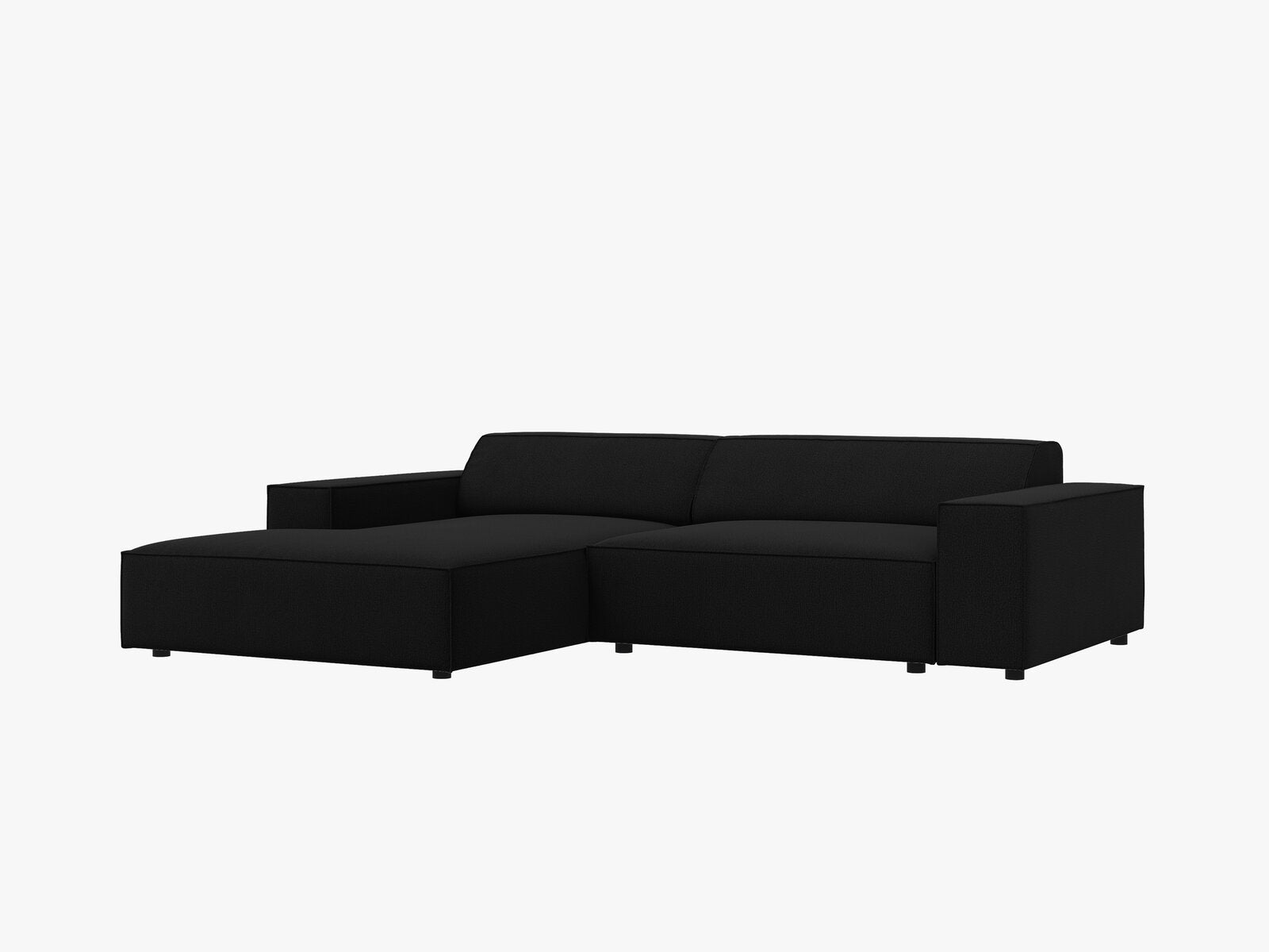 Micadoni Ecksofa Jodie 3-Sitzer Links Strukturierter Stoff Megan Schwarz