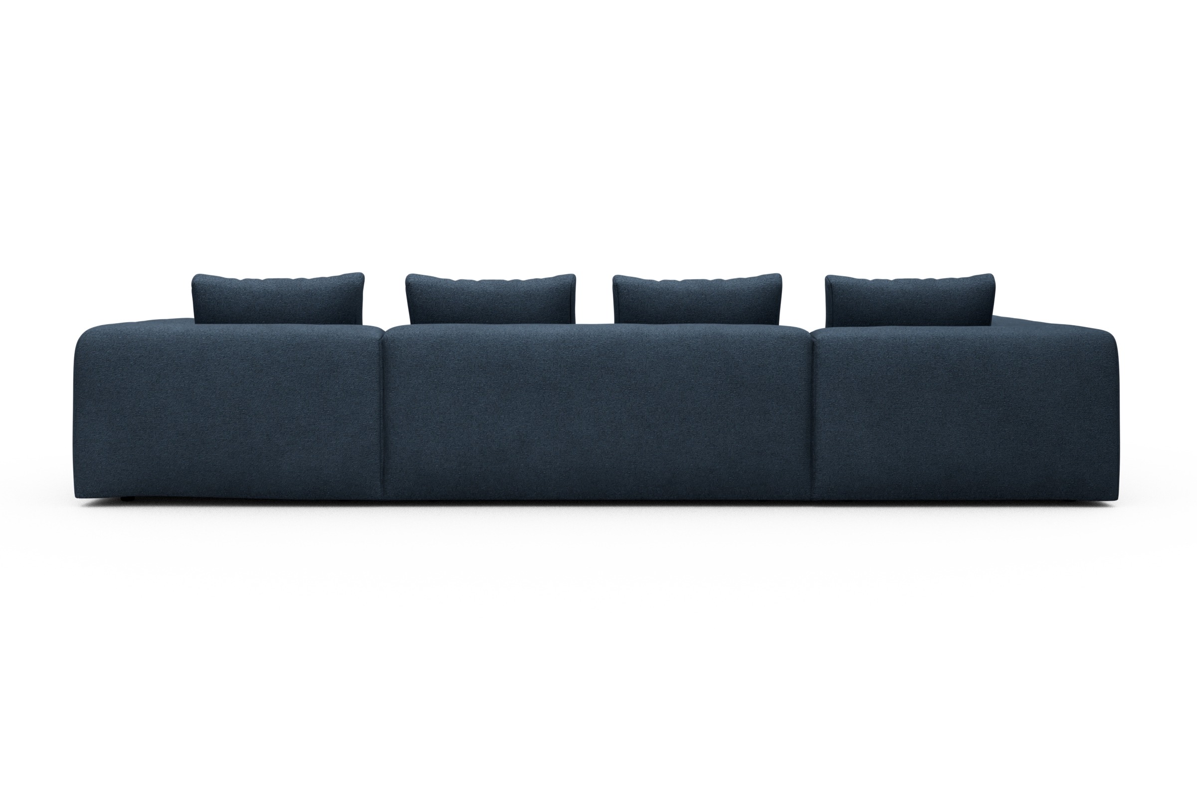 Wohnlandschaft Fred Relax-Ecke links mit 2-Sitzer und Chaiselongue rechts Boucle Skandi 537-Blue