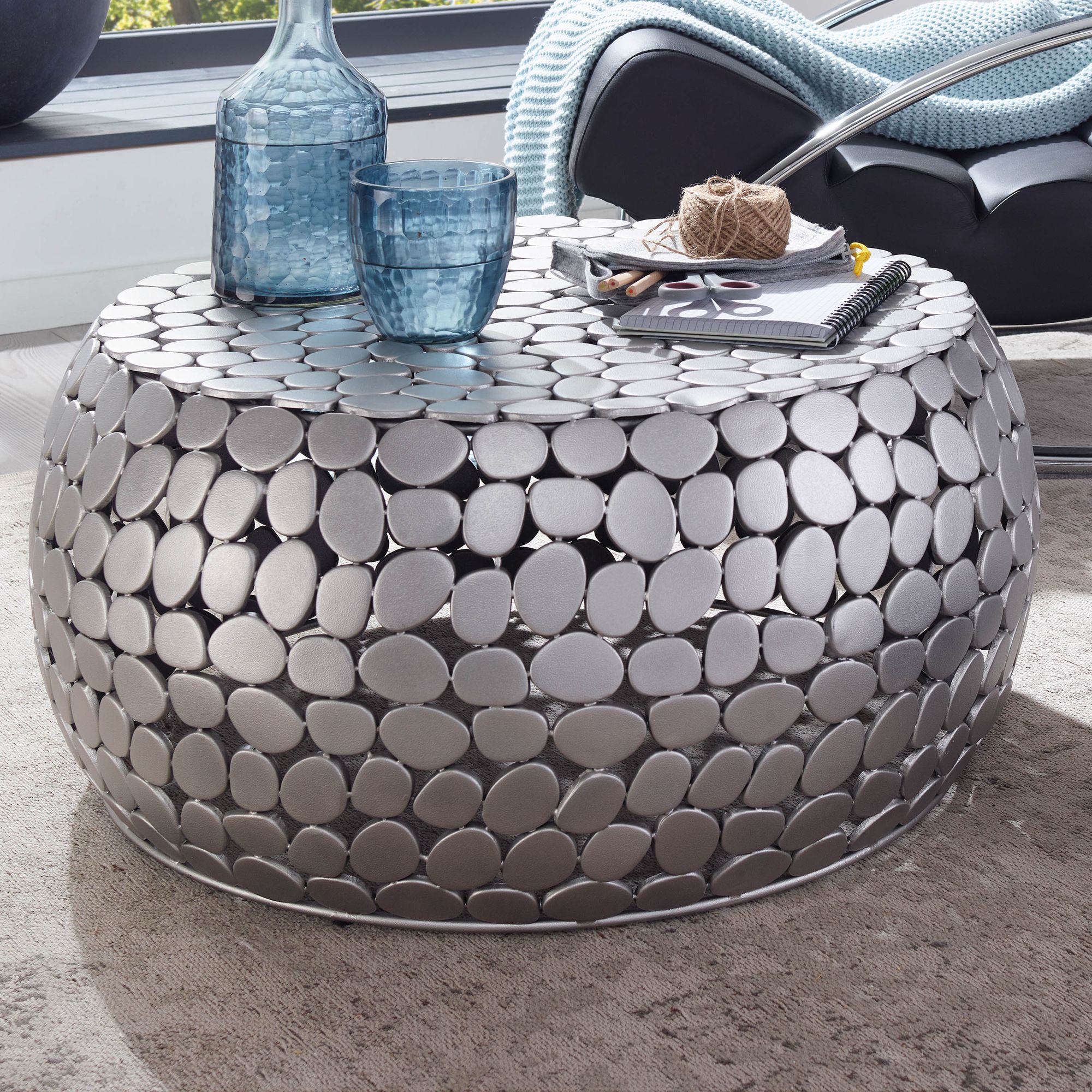 Couchtisch Brekke Silber Ø 66 × H 32 cm