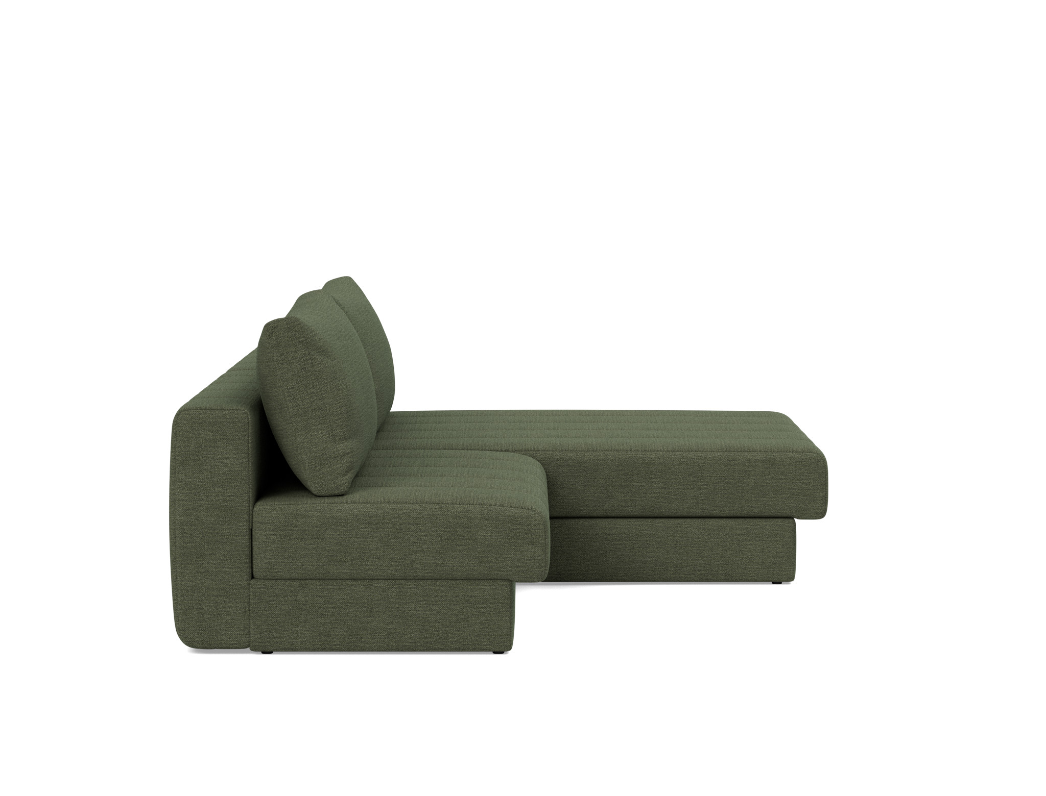 Schlafsofa Akello mit Chaiselongue Strukturierter Stoff Taura 353-Forest