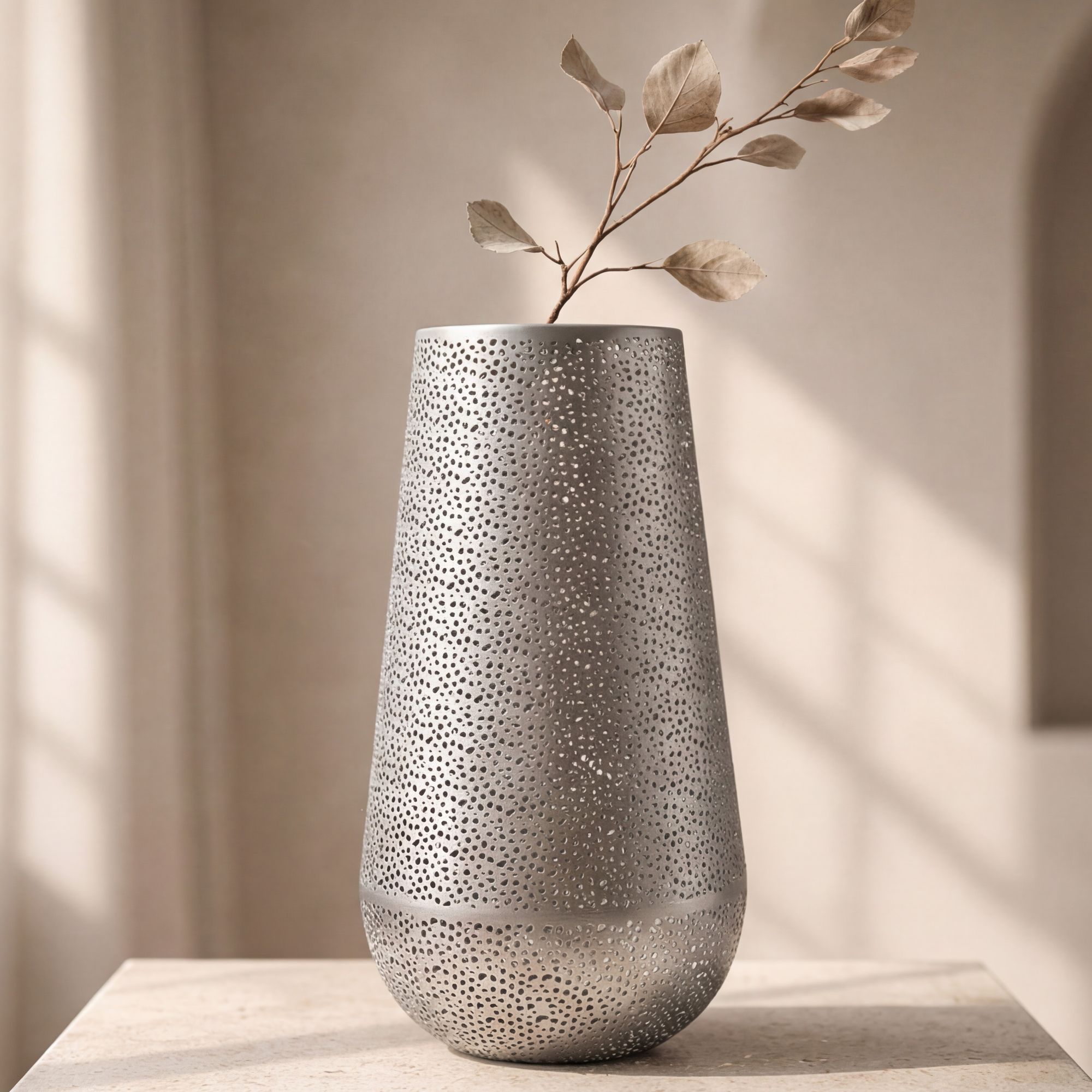 Bodenvase Malvik Metall Silber Ø 25 cm
