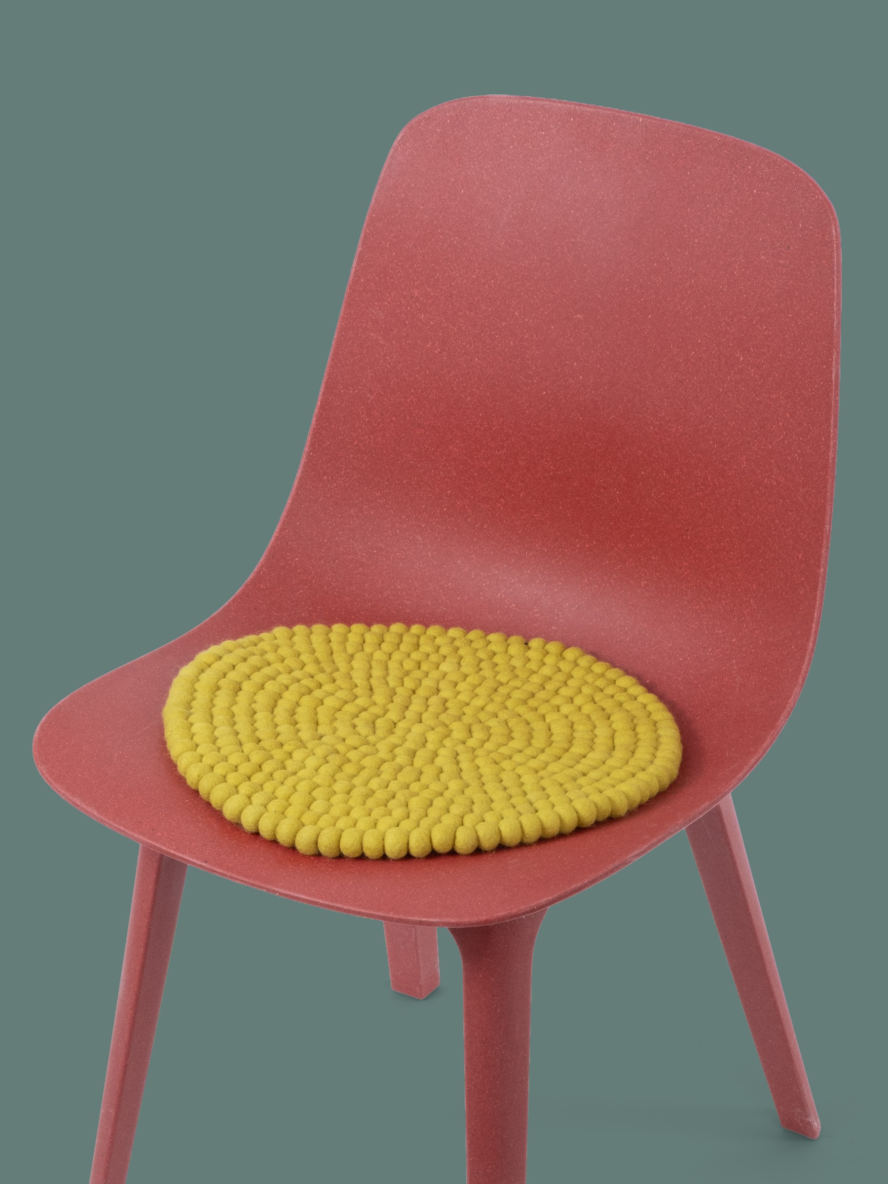 myfelt Kata Filzkugel-Sitzauflage Gelbgrün Ø 36 cm