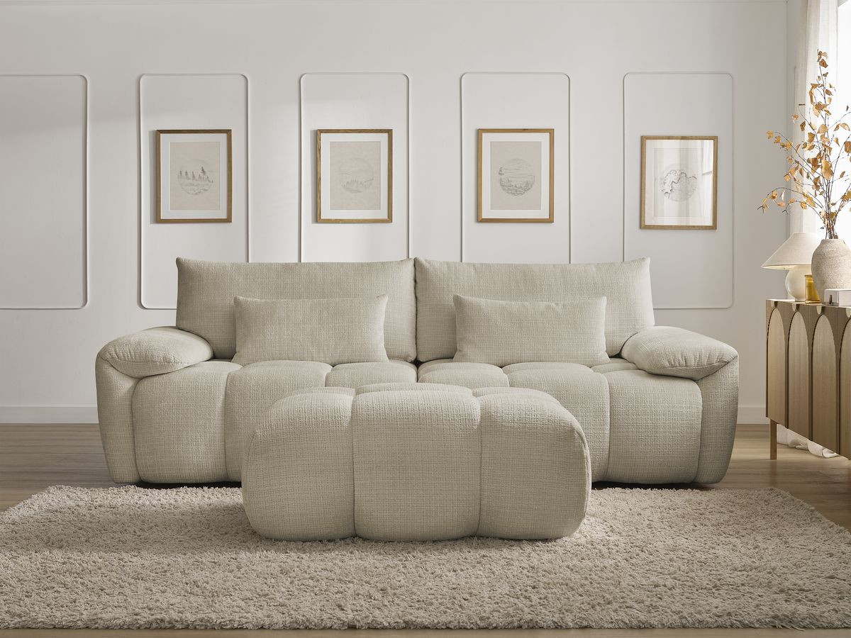 Bobochic Ivane Sofa 4-Sitzer Strukturstoff Beige