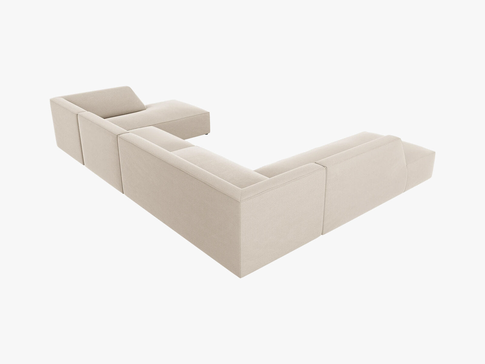 Micadoni Panorama-Ecksofa Ruby 7-Sitzer Links Samt Salvador Beige