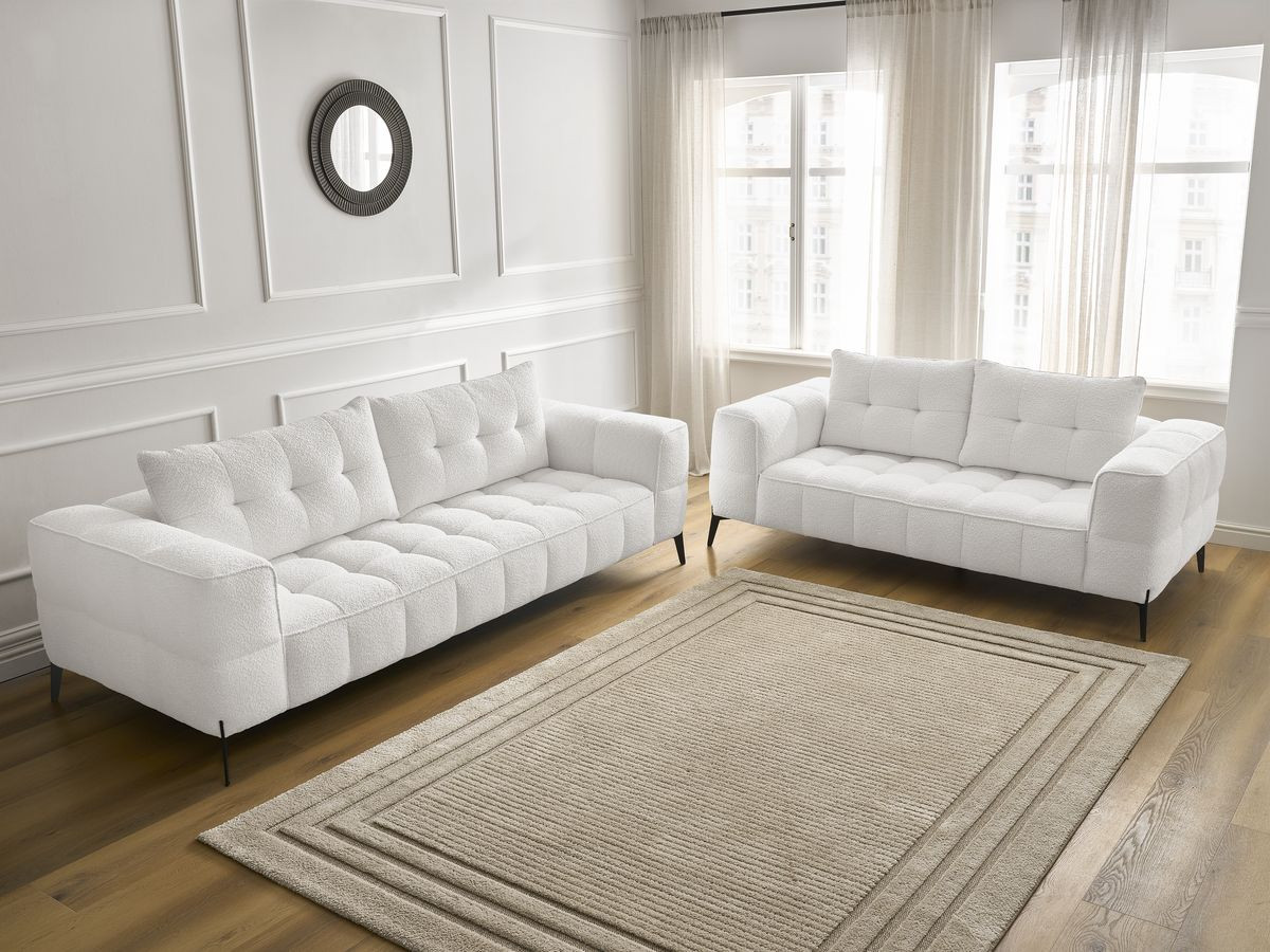Bobochic Anis Sofa 5-Sitzer Bouclé-Stoff Weiß