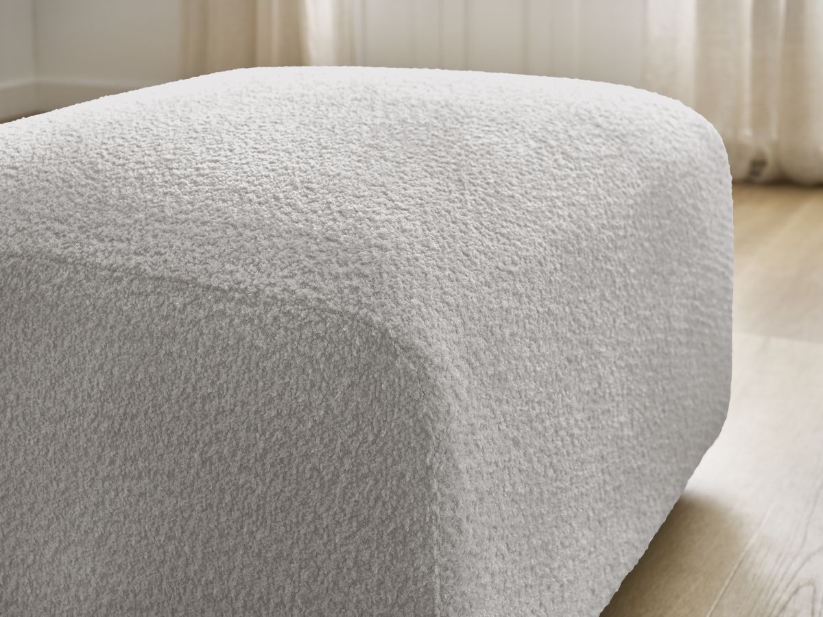 Bobochic Tina Pouf Bouclé-Stoff Hellgrau