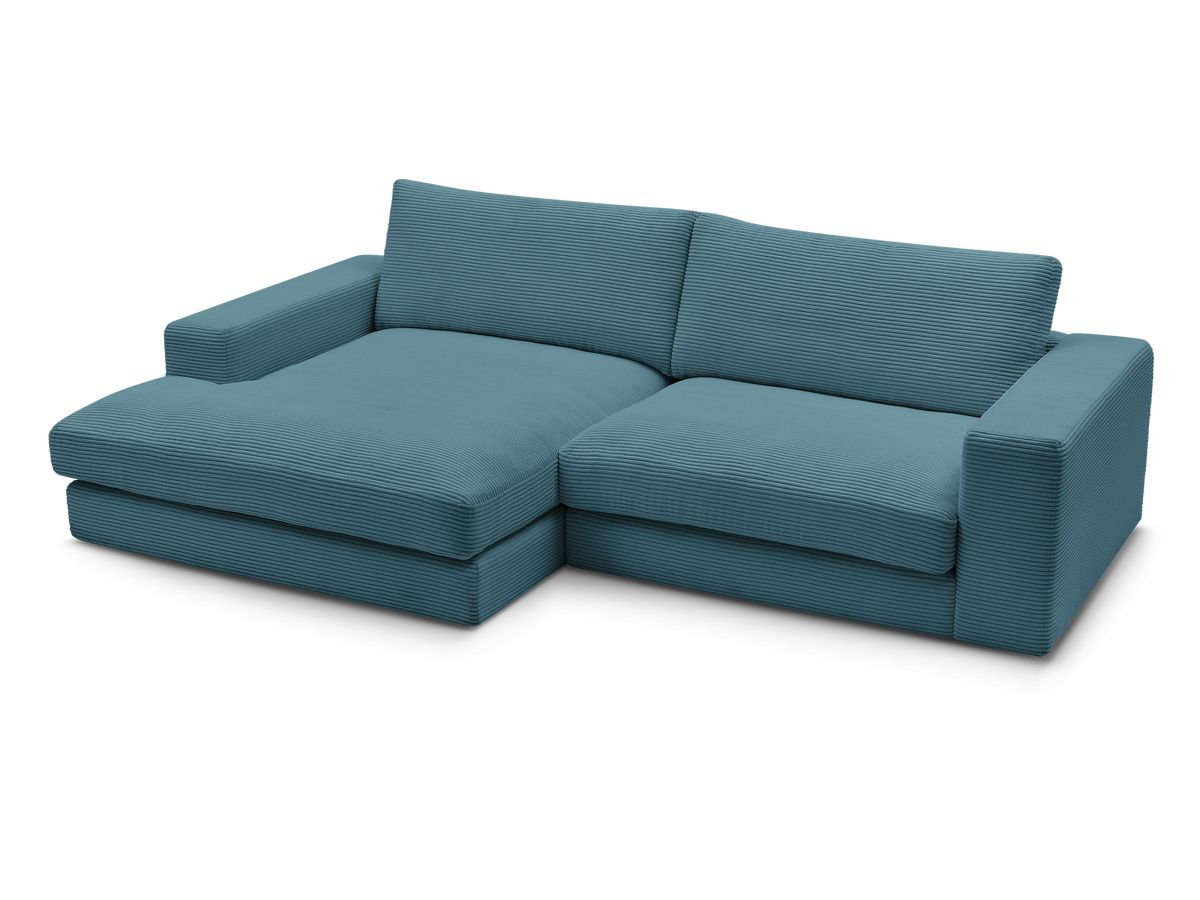 Bobochic Leonard Ecksofa 274 × 159 cm Cordsamt Hellblau Ecke links
