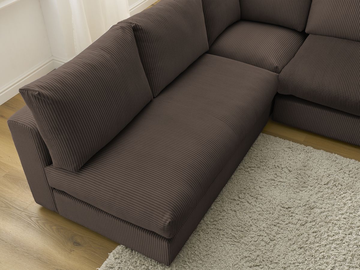 Bobochic Paris Ecksofa mit Pouf 369 × 167 cm Cordsamt Braun