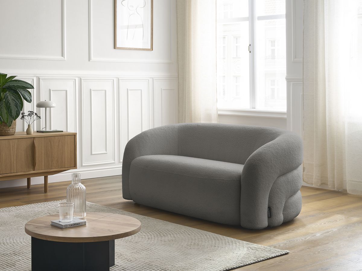 Bobochic Elina Sofa 2-Sitzer Bouclé-Stoff Dunkelgrau