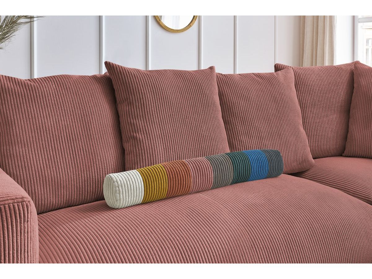 Bobochic Voltaire Ecksofa 268 × 214 cm Cordsamt Rosa Ecke rechts