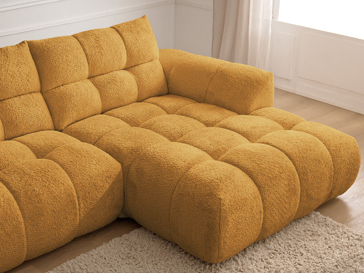 Bobochic Jaya Ecksofa Chenille Gelb Ecke rechts