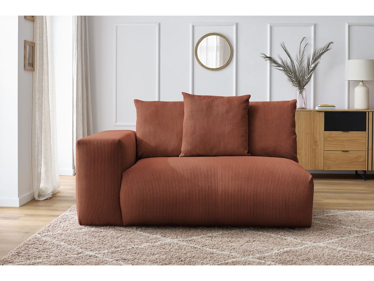 Bobochic Voltaire Sofamodul 2-Sitzer 178 × 100 cm Cordsamt Orange Ecke links