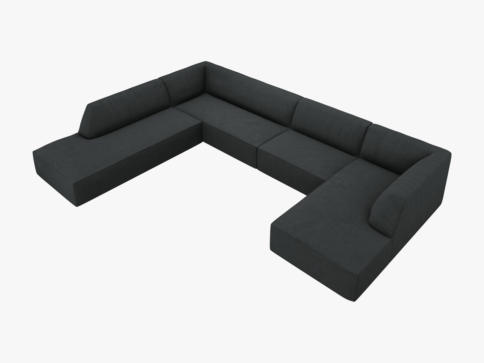 Micadoni Panorama-Ecksofa Ruby 7-Sitzer Links Kord Scala Schwarz