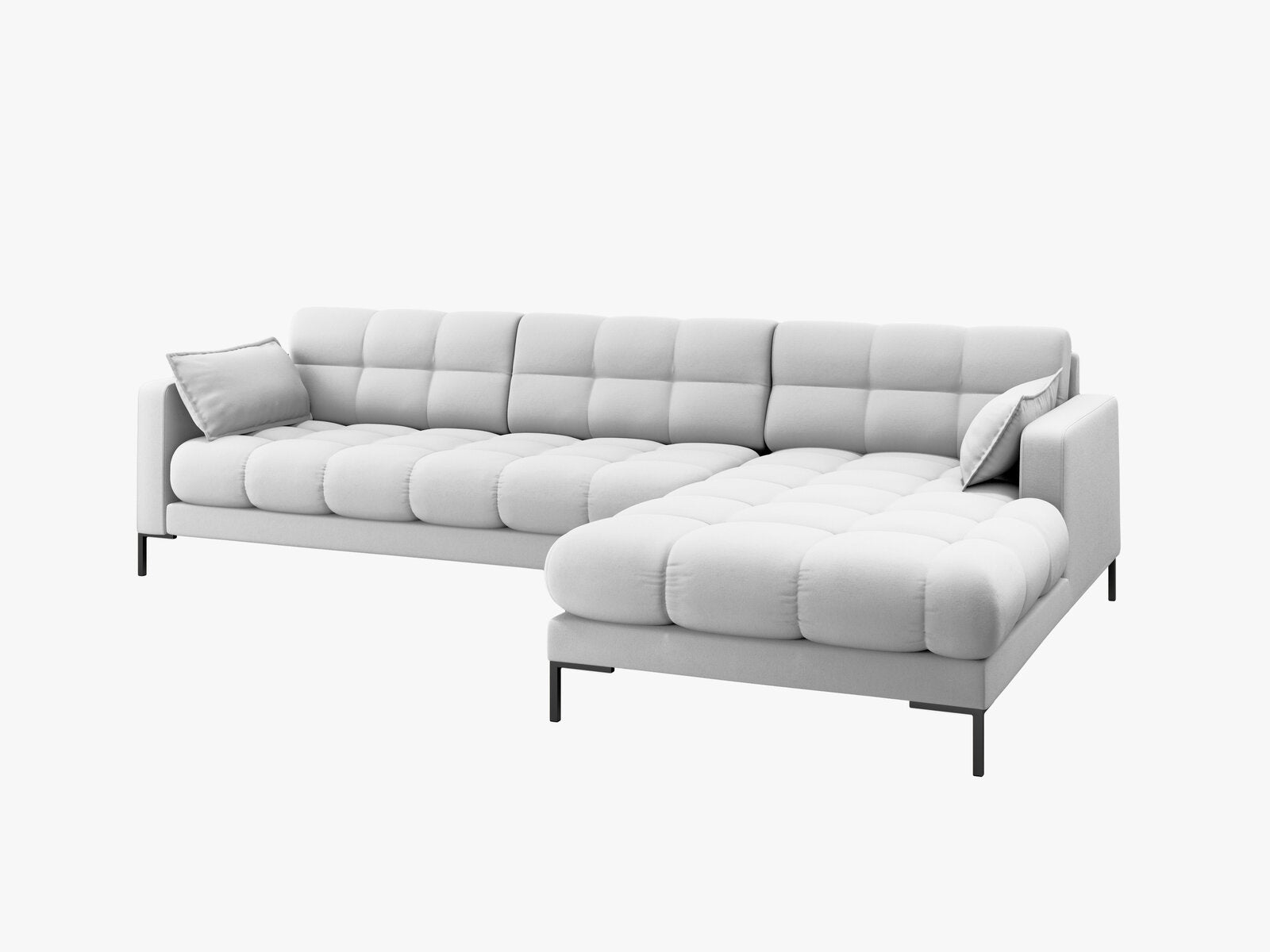 Micadoni Ecksofa Mamaia 5-Sitzer Rechts Strukturierter Stoff Neve Hellgrau schwarze Beine
