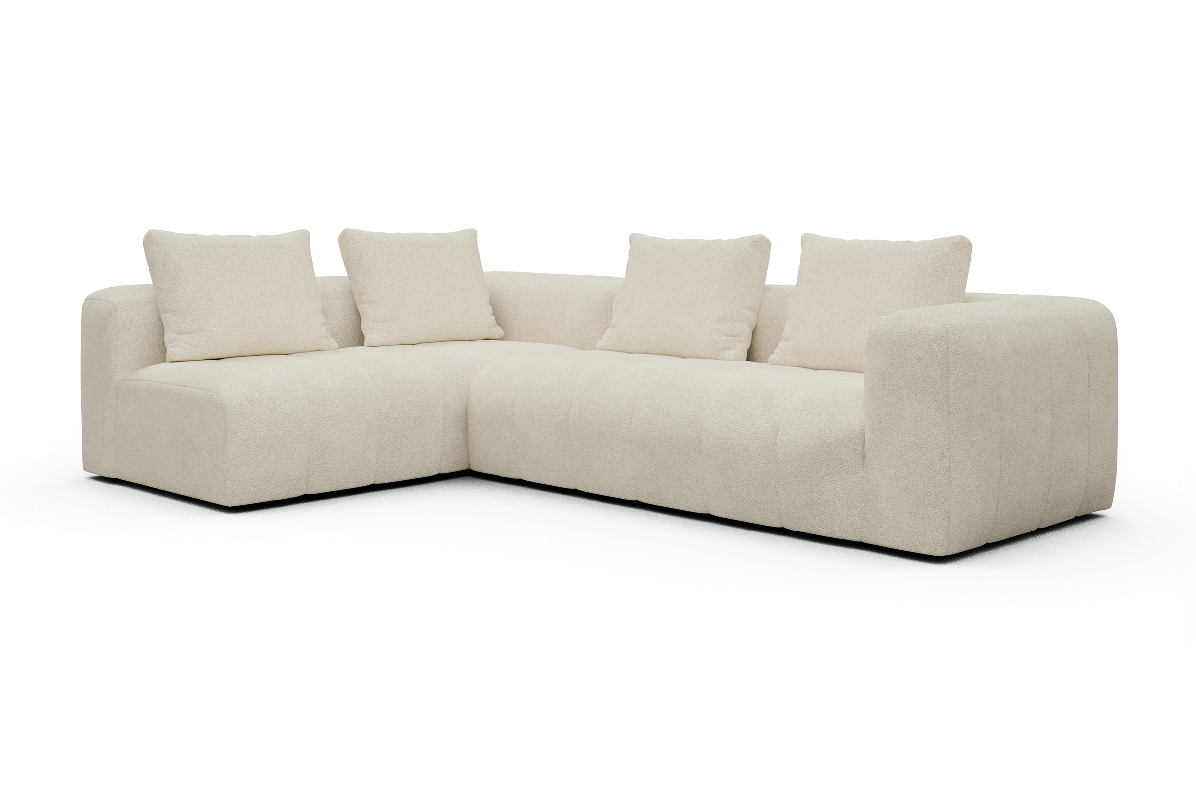 Ecksofa Hugo 2x 2,5-Sitzer Armlehne rechts Boucle-Off-White