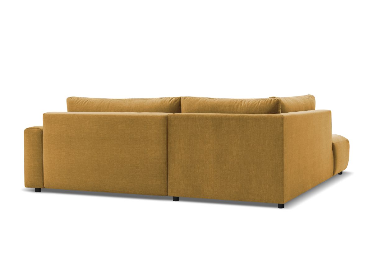 Bobochic Arsene Ecksofa mit Schlaffunktion und Bettkasten und Pouf 277 × 200 cm Samt Gelb Ecke links