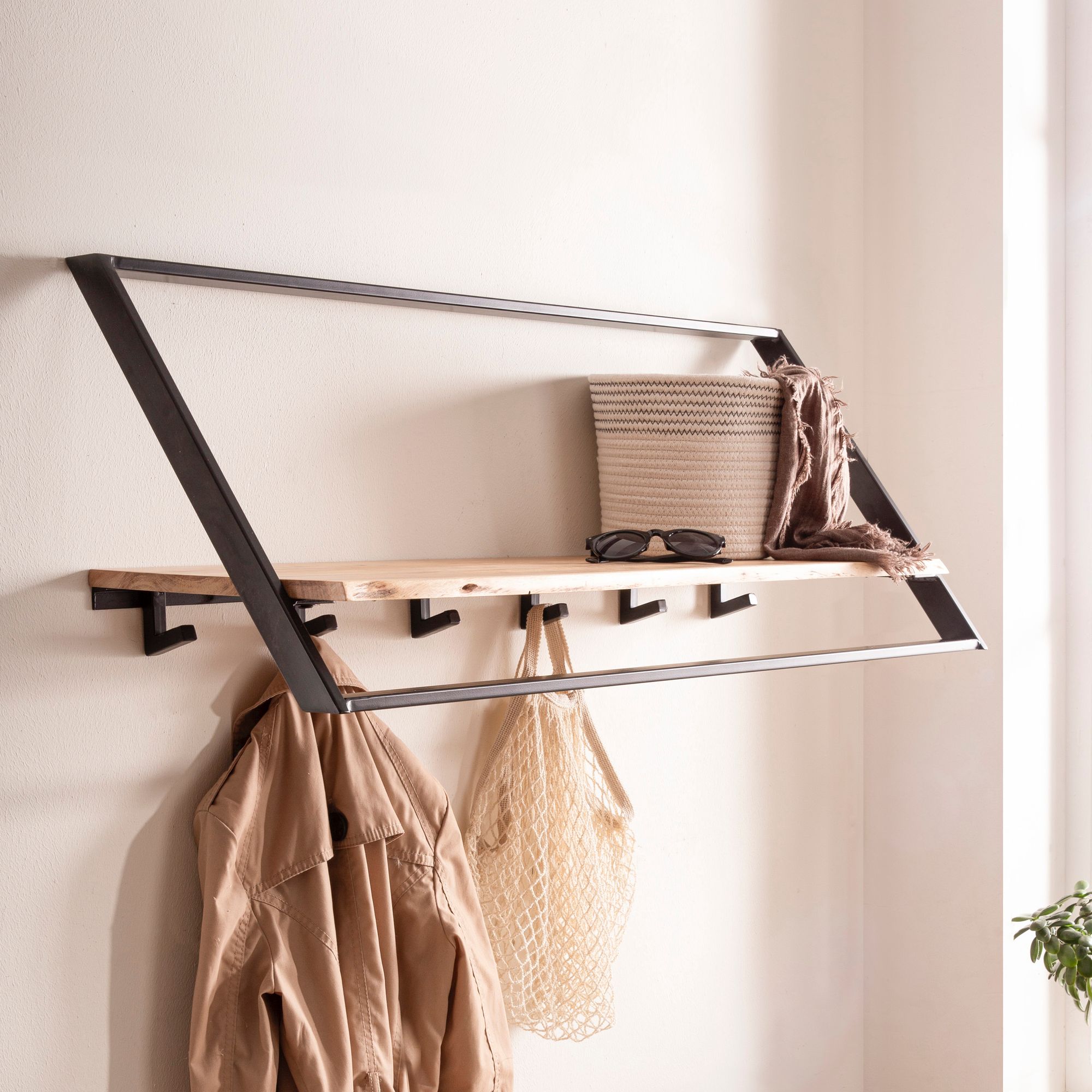 Wandgarderobe Nordagutu Akazie Massivholz 100 × 32,5 × 40 cm