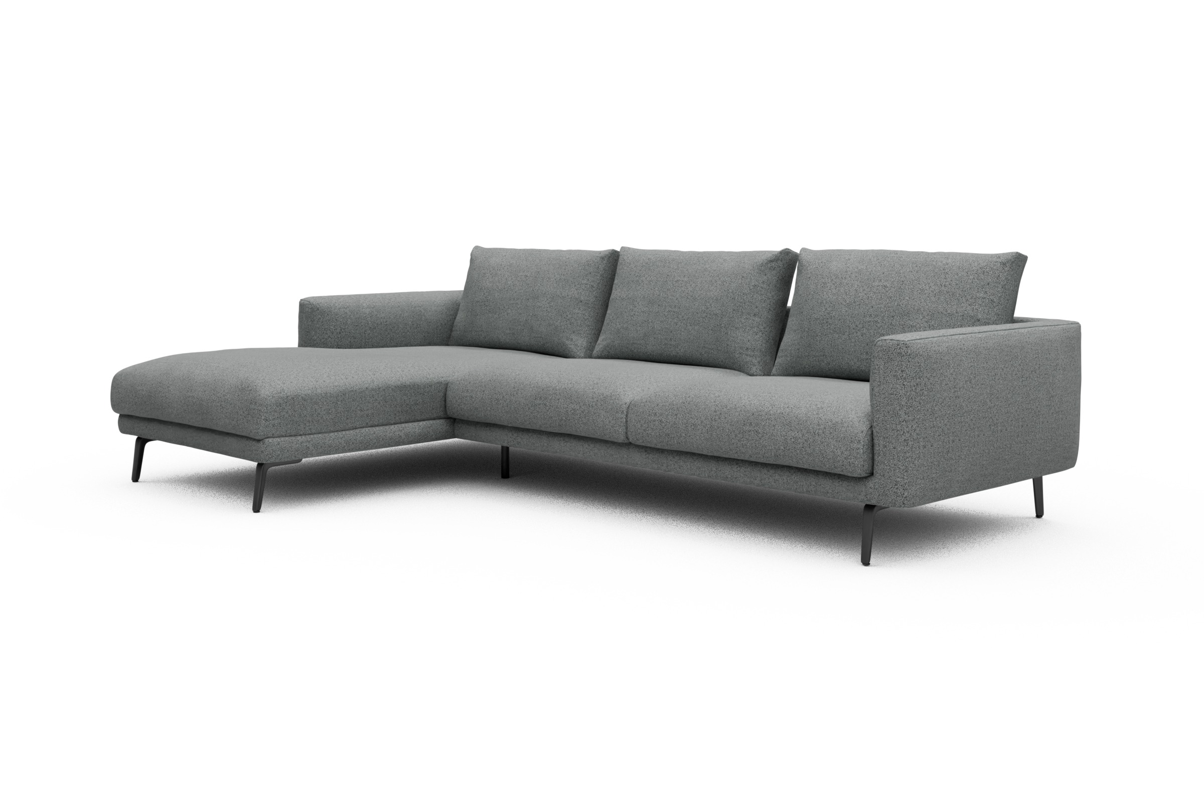 Ecksofa Karl Chaiselongue links mit 2,5-Sitzer Aivi-Gravet-Grey