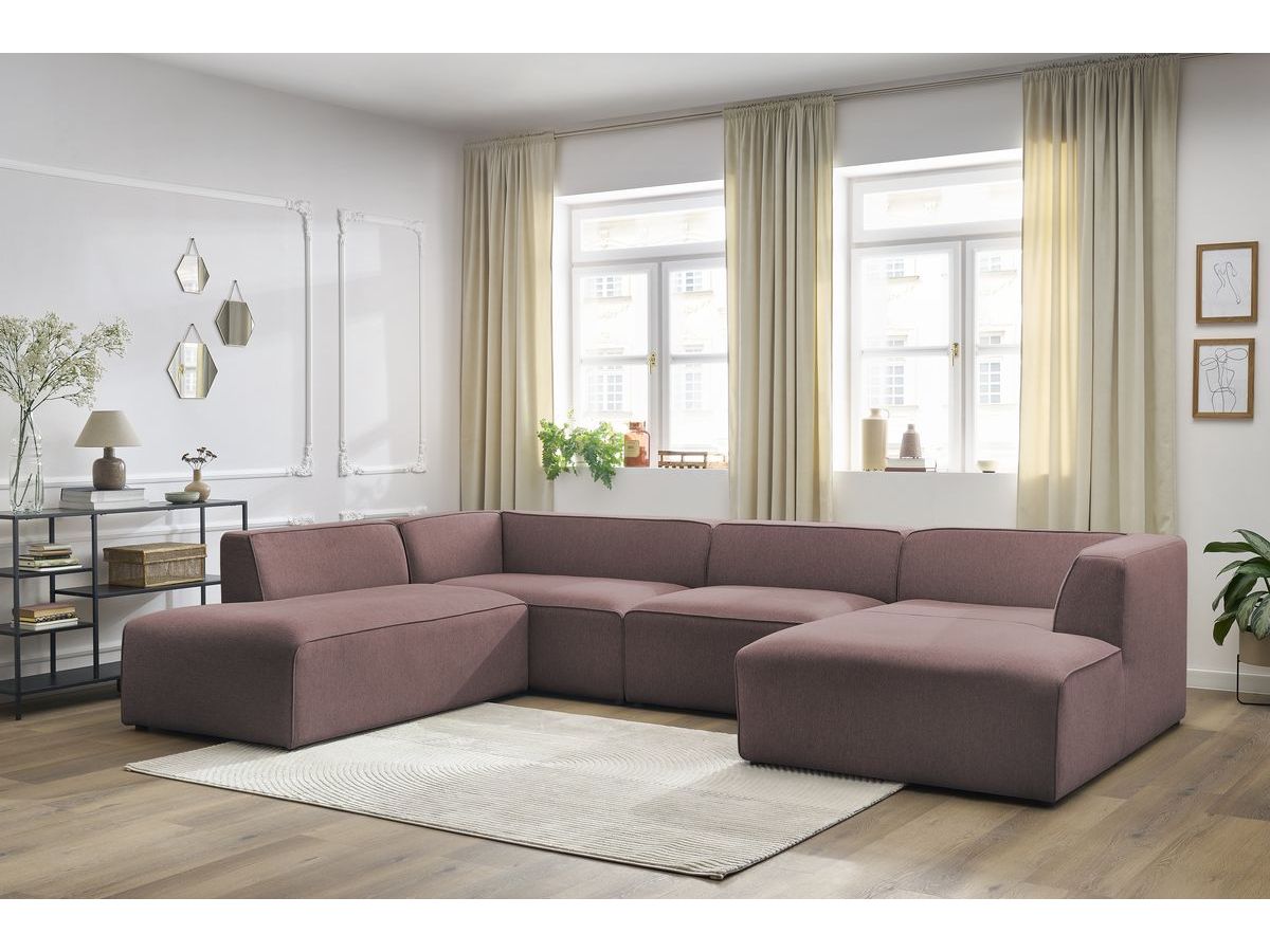 Bobochic Megeve Wohnlandschaft Melange-Stoff Rosa Ecke rechts