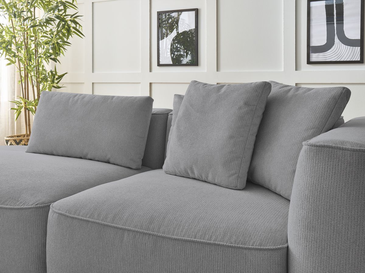 Bobochic Leopold Sofa 3-Sitzer Melange-Stoff Hellgrau Armlehne rechts
