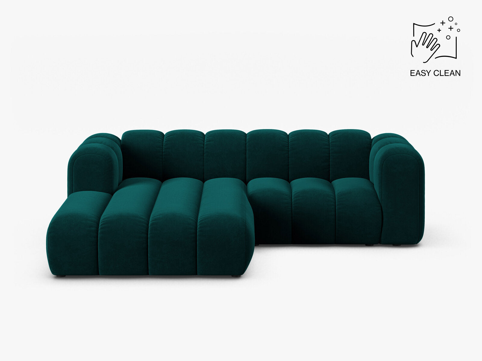 Micadoni Modulares Ecksofa Lupine 3-Sitzer Links Samt Venus Dunkel Petrol