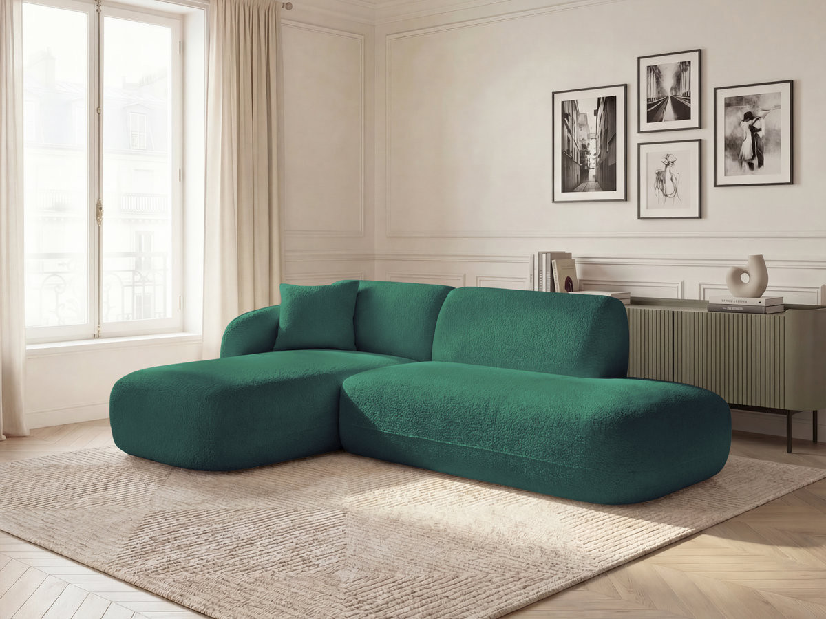 Bobochic Anda Ecksofa 241 × 163 cm Chenille Dunkelgrün Ecke links