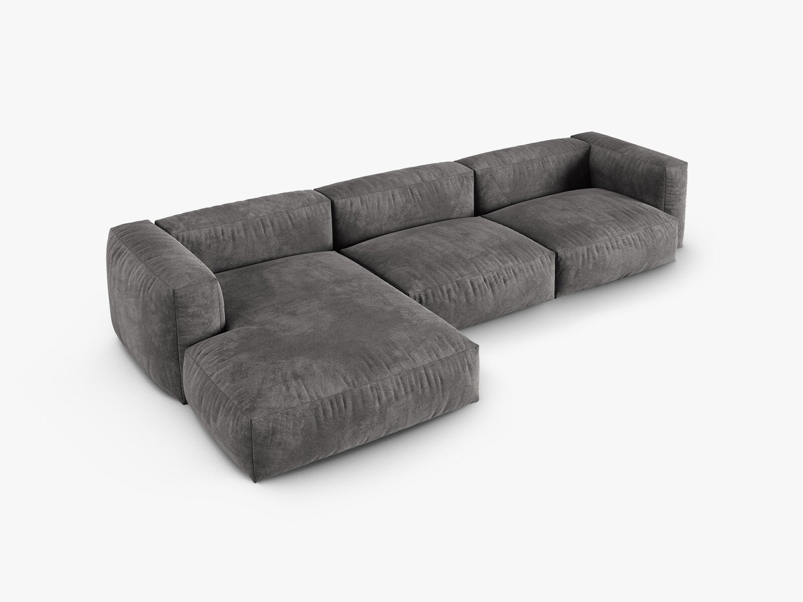 Micadoni Ecksofa Martina 3-Sitzer 90cm Sitztiefe Links Samt Vogue Grau