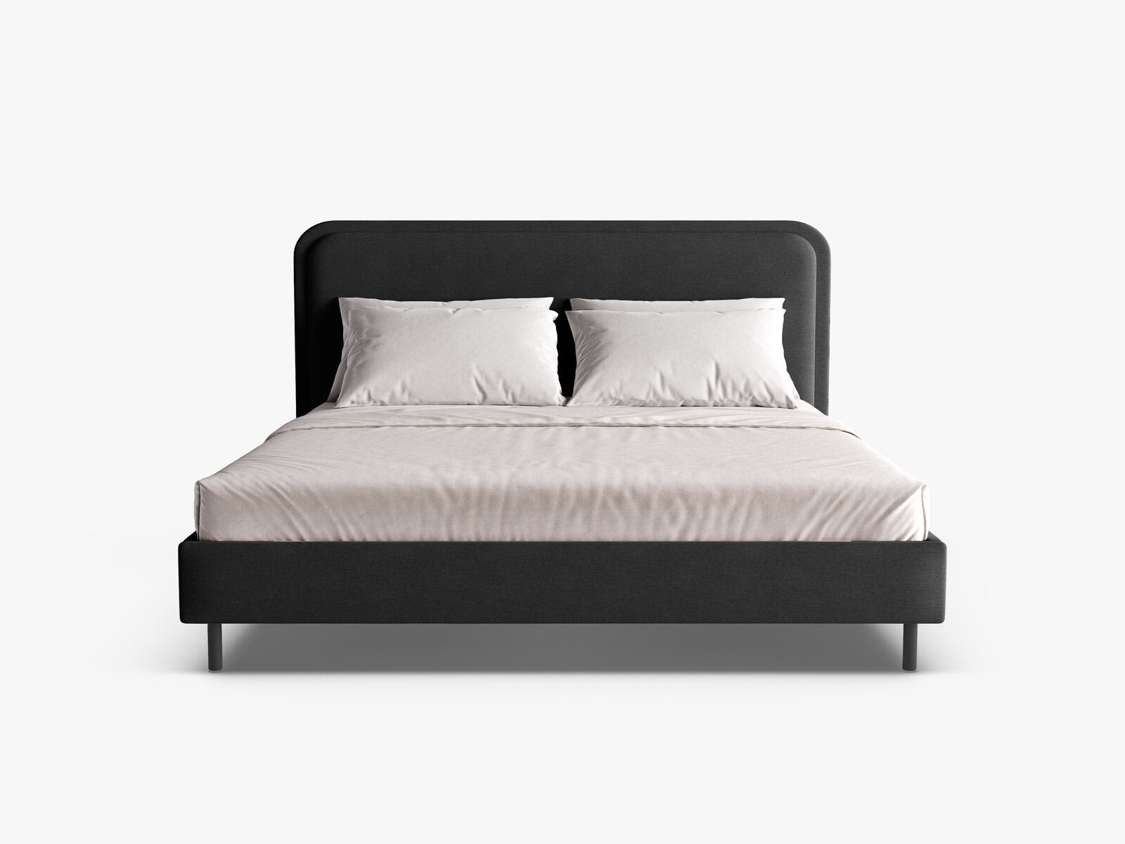 Micadoni Stauraumbett mit Kopfteil Aveline Strukturierter Stoff Wind Schwarz 200x200