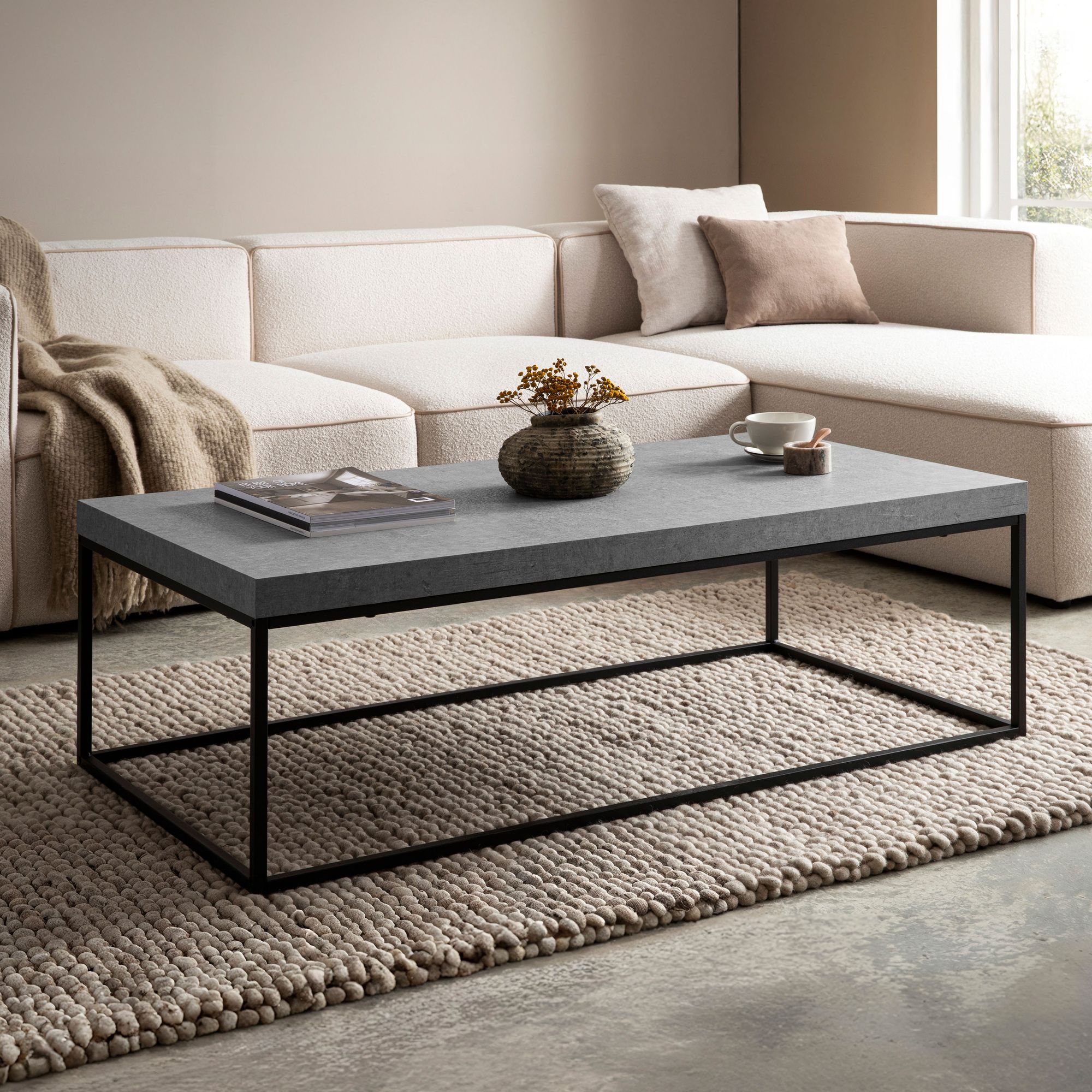 Couchtisch Flekke Grau Betonoptik 120 × 60 cm