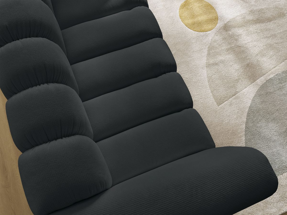 Bobochic Talia Sofa 3-Sitzer Melange-Stoff Schwarz