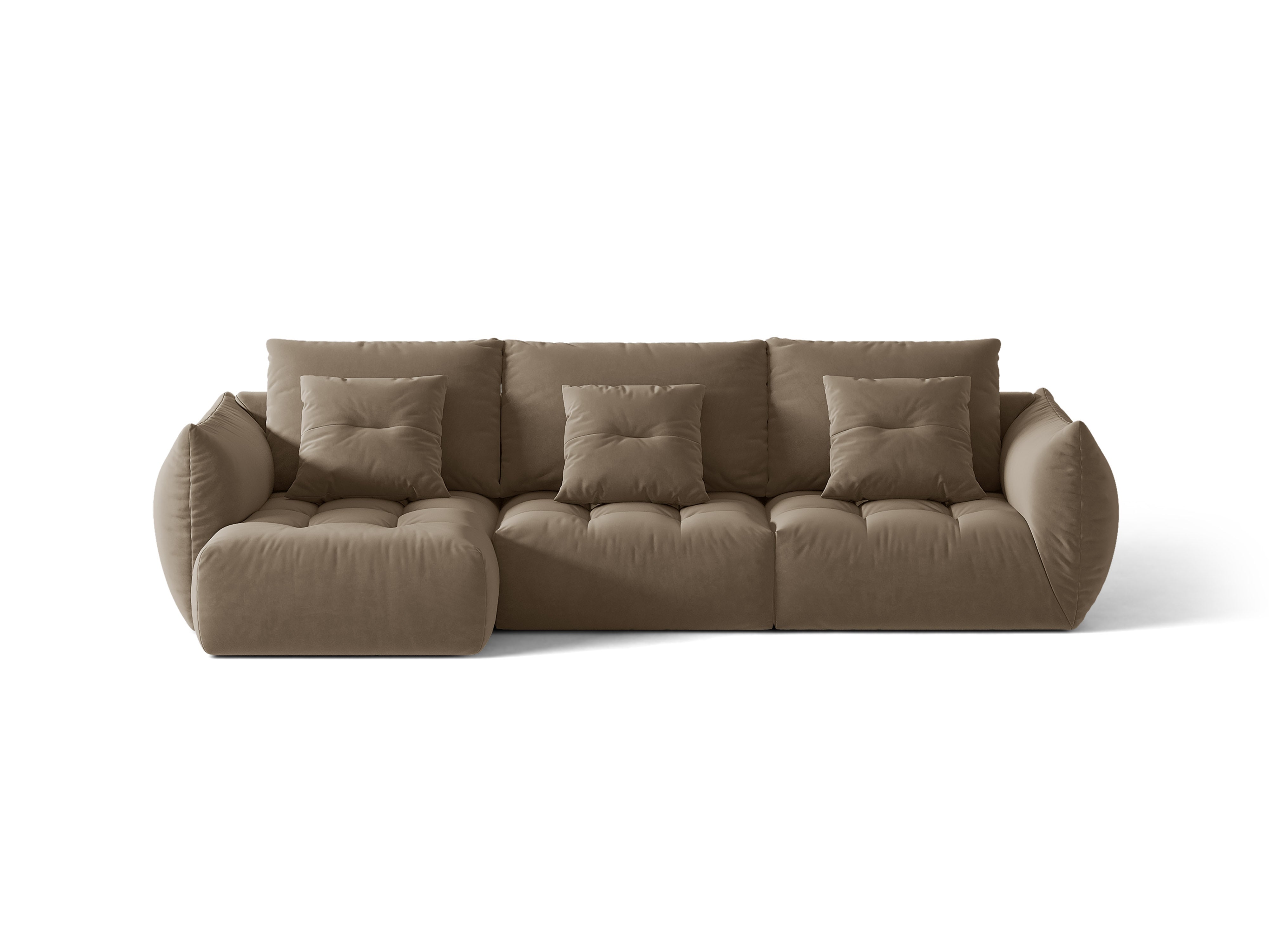 Micadoni Bloom Ecksofa 6-Sitzer Links Samt Casino Hellbraun