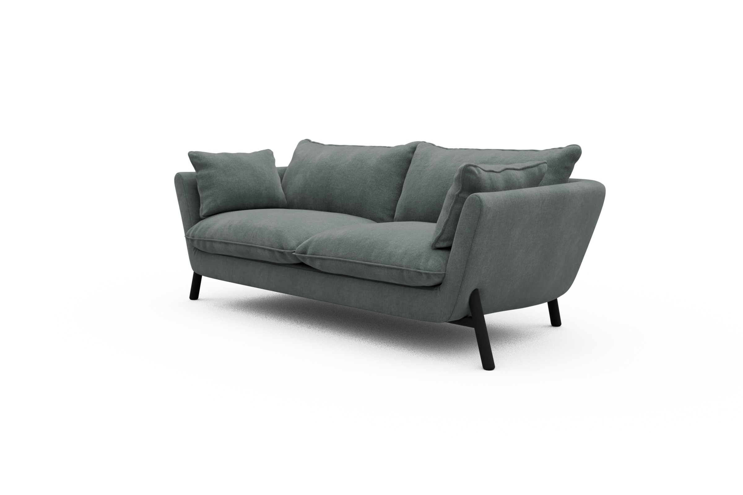 Sofa Emil PREMIUM 2-Sitzer Beinfarbe Eiche Schwarz Smooth-Silver-Grey