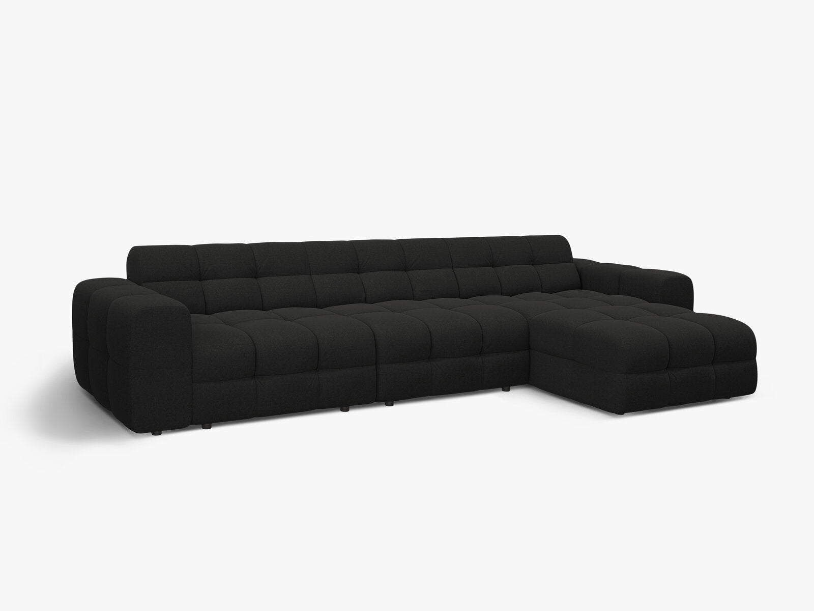 Micadoni Ecksofa Kendal 5-Sitzer Rechts Strukturierter Stoff Schwarz