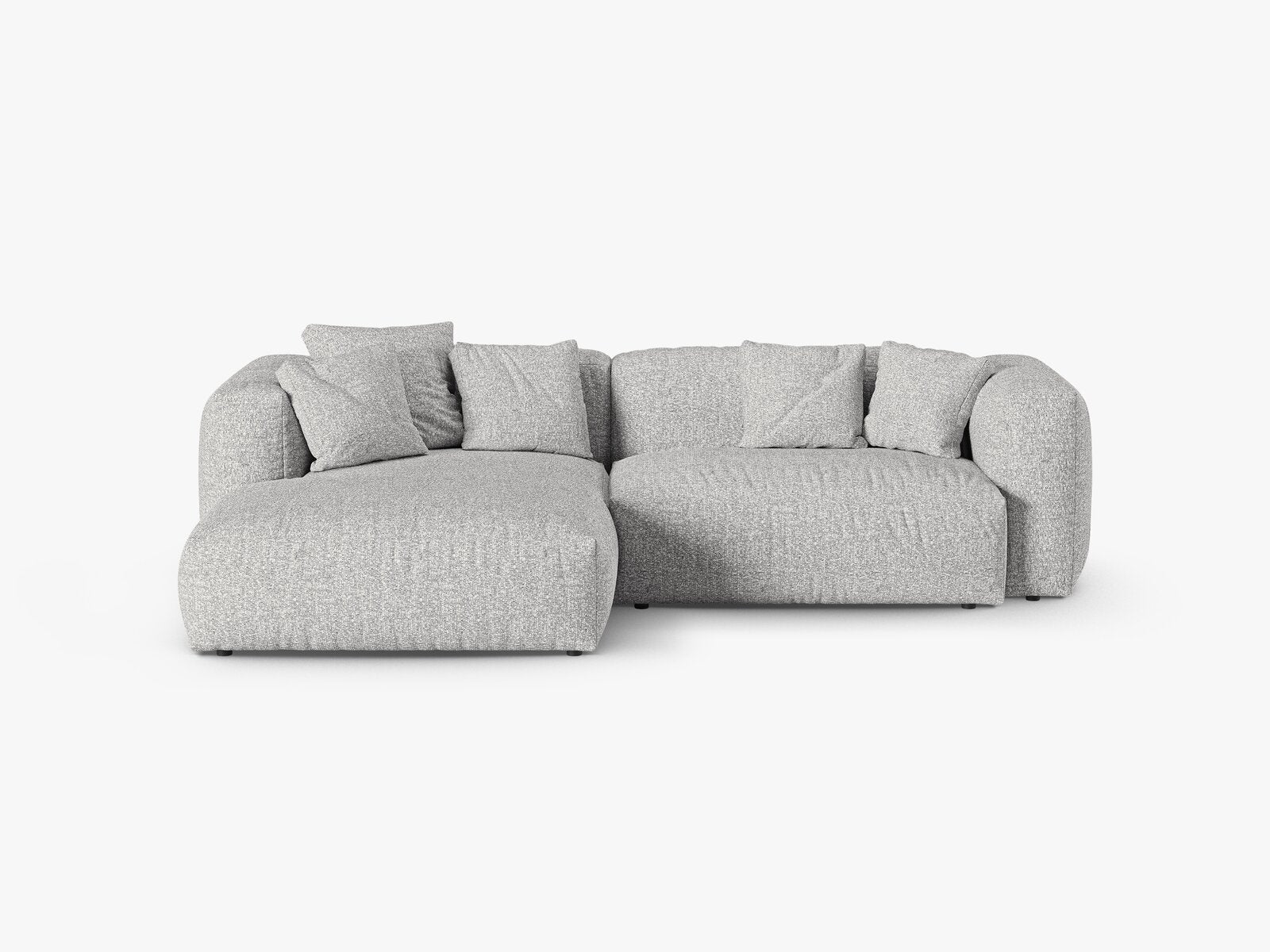 Micadoni Ecksofa Martina 2-Sitzer 90cm Sitztiefe Links Boucle Monet Silber