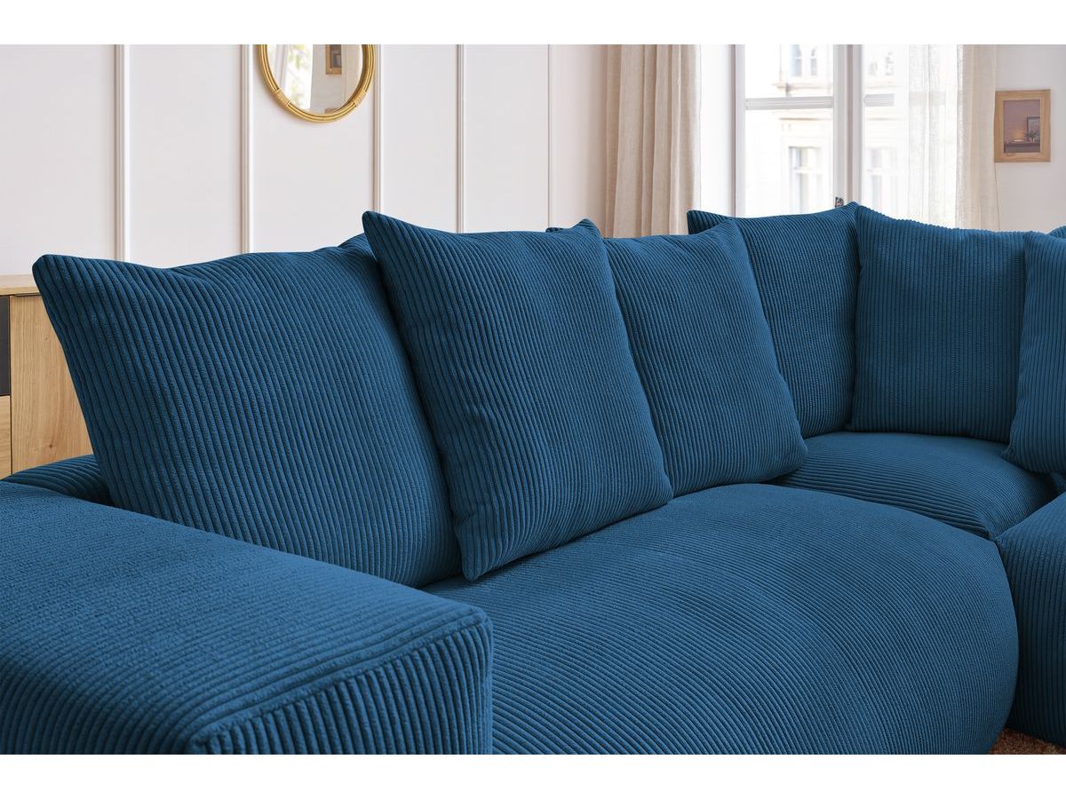 Bobochic Voltaire Ecksofa 268 × 214 cm Cordsamt Dunkelblau Ecke rechts