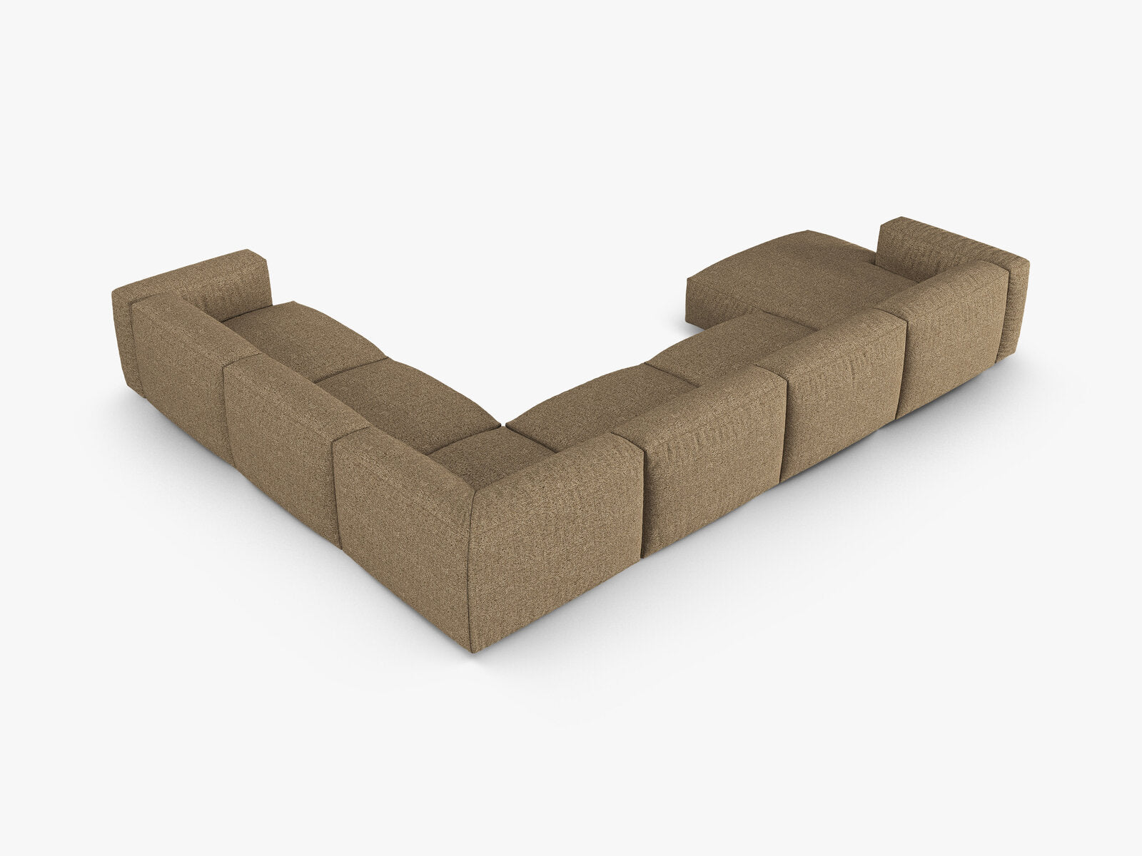 Micadoni modulares Ecksofa XL Martina 6-Sitzer 90cm Sitztiefe Rechts Boucle Monet Cappuccino