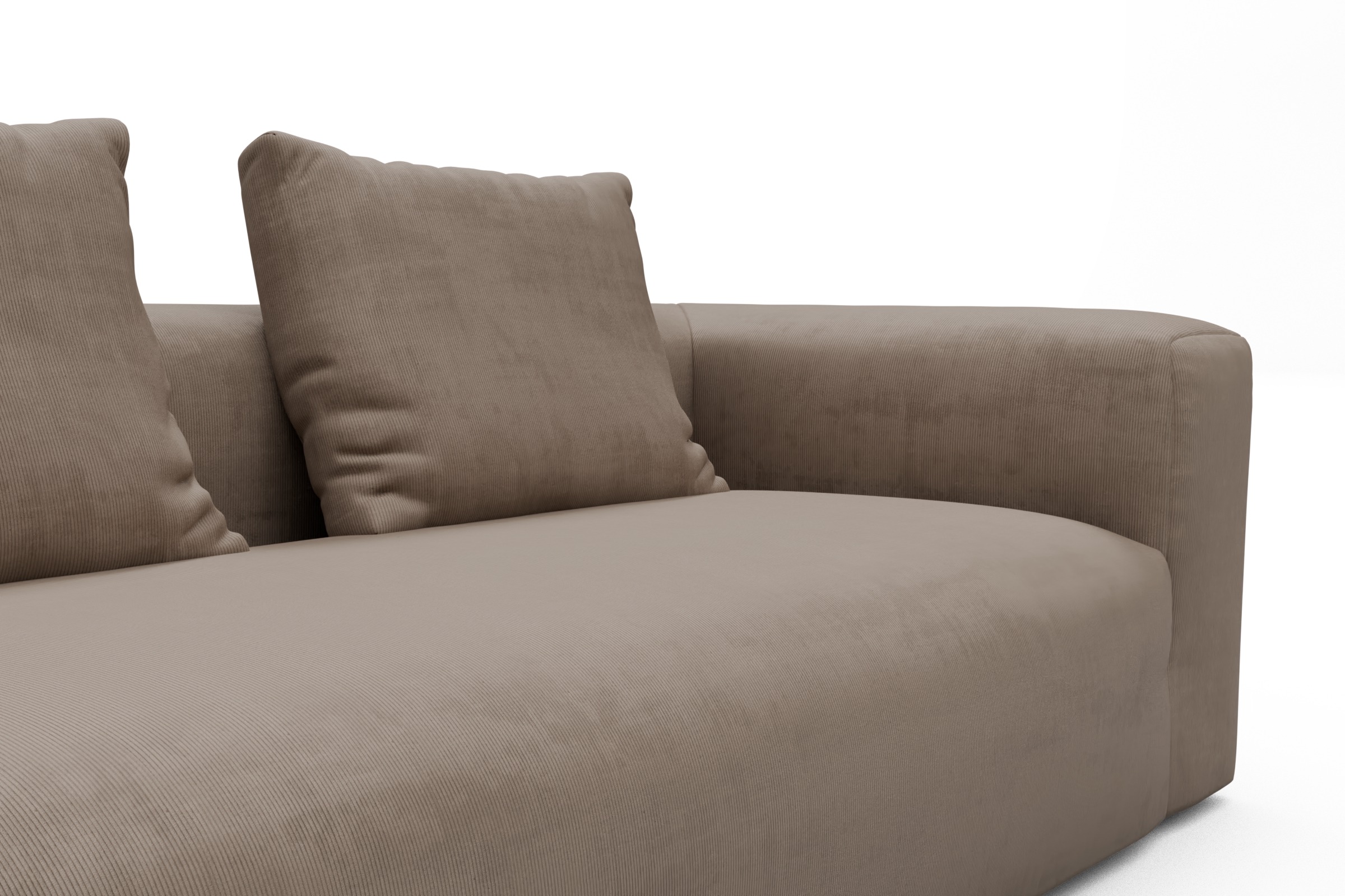 Wohnlandschaft Fred mit 2-Sitzer und Chaiselongue beidseitig Cordufine-Biege