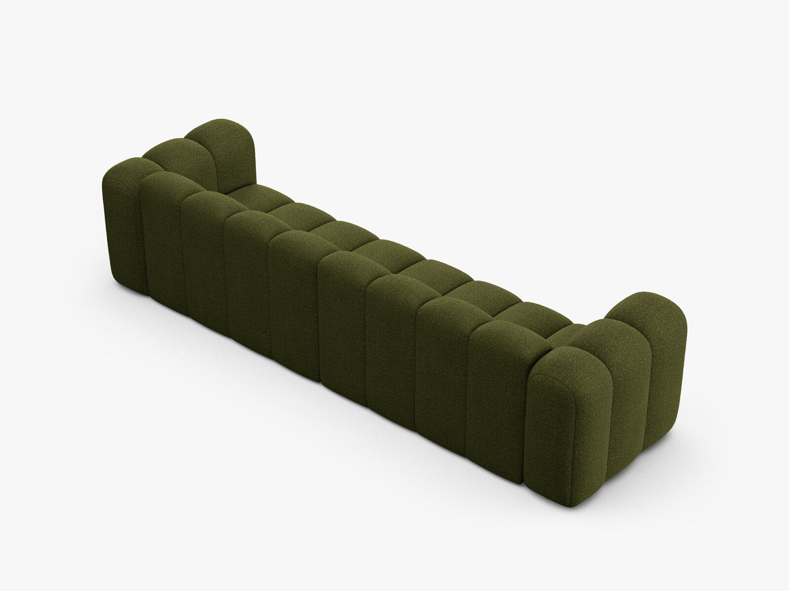 Micadoni Modulares Sofa Lupine 4-Sitzer Boucle Baloo Dunkel-Olivgrün