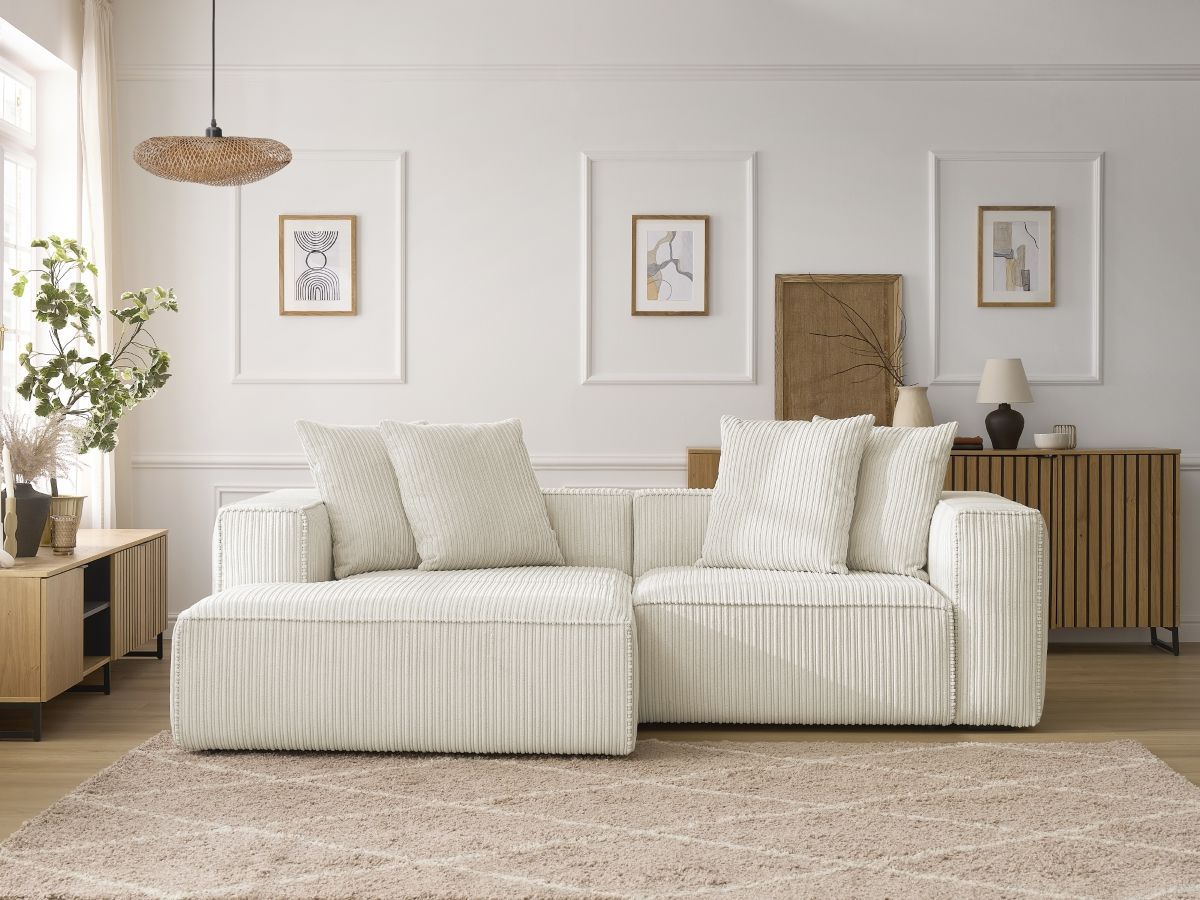 Bobochic Nina Ecksofa Cordsamt Beige Ecke links