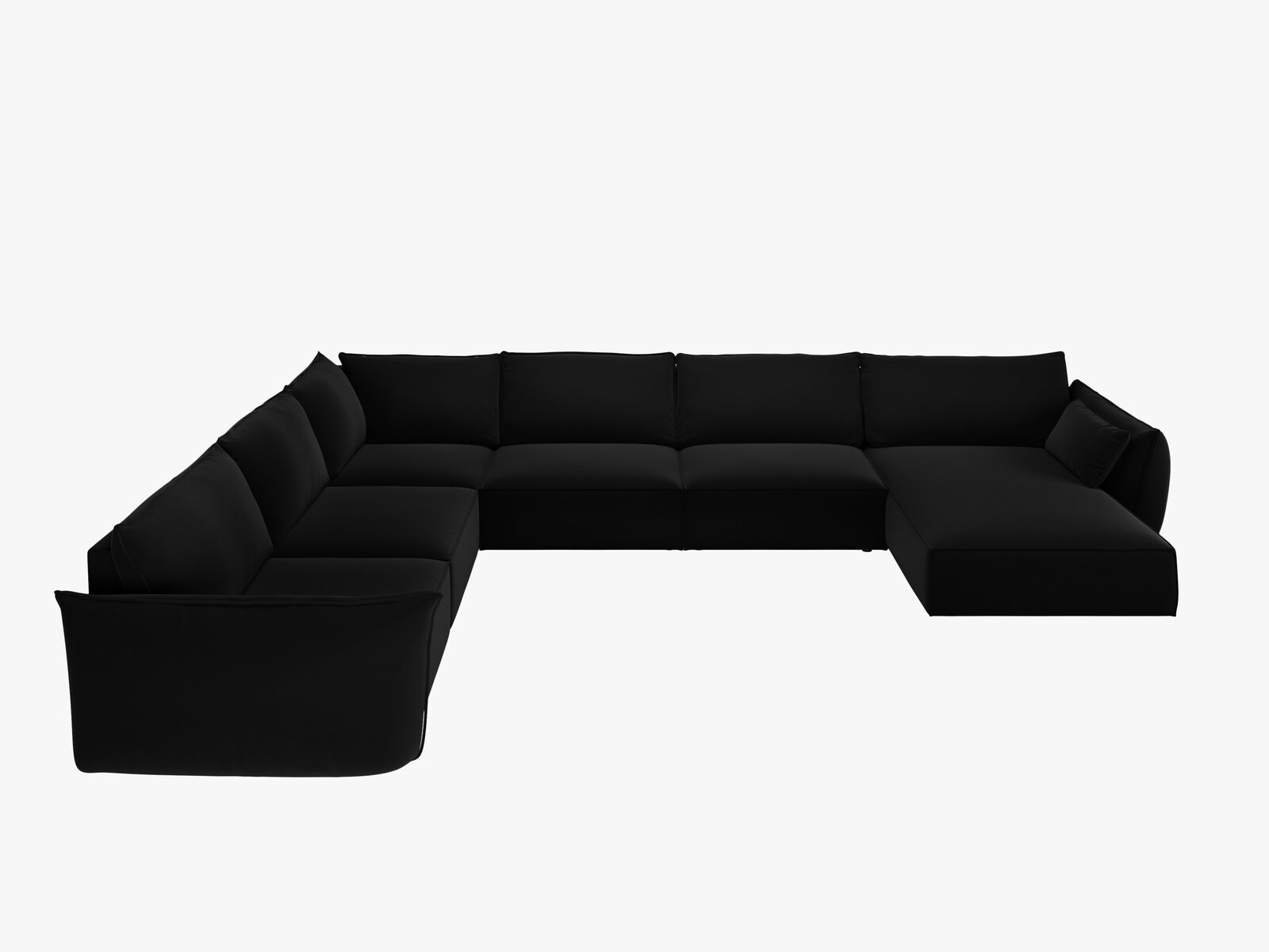 Micadoni Panorama-Ecksofa Kaelle 8-Sitzer Links Samt Bluvel Schwarz