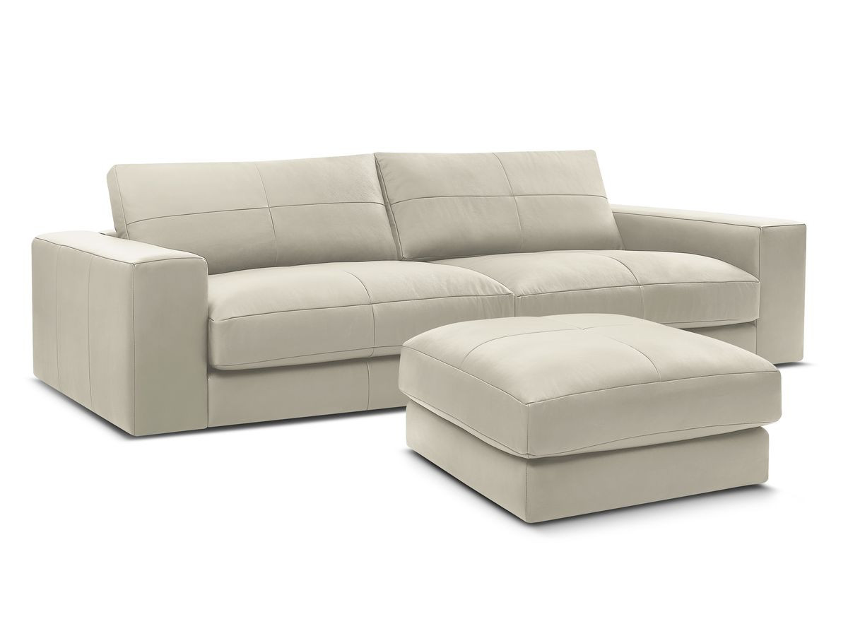Bobochic Leonard Sofa 4-Sitzer mit Pouf 274 × 109 cm Leder Beige