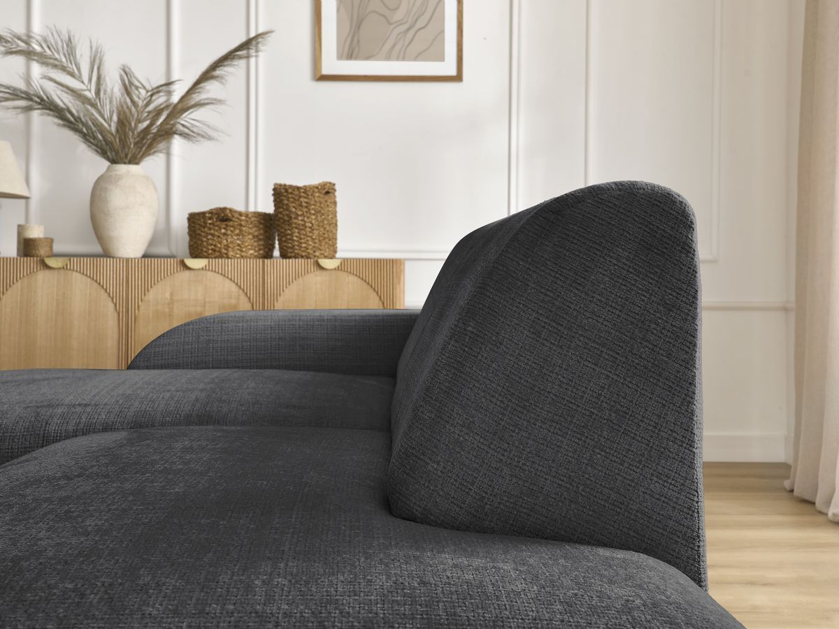 Bobochic Sirius Ecksofa 405 × 170 cm Strukturstoff Schwarz Ecke links