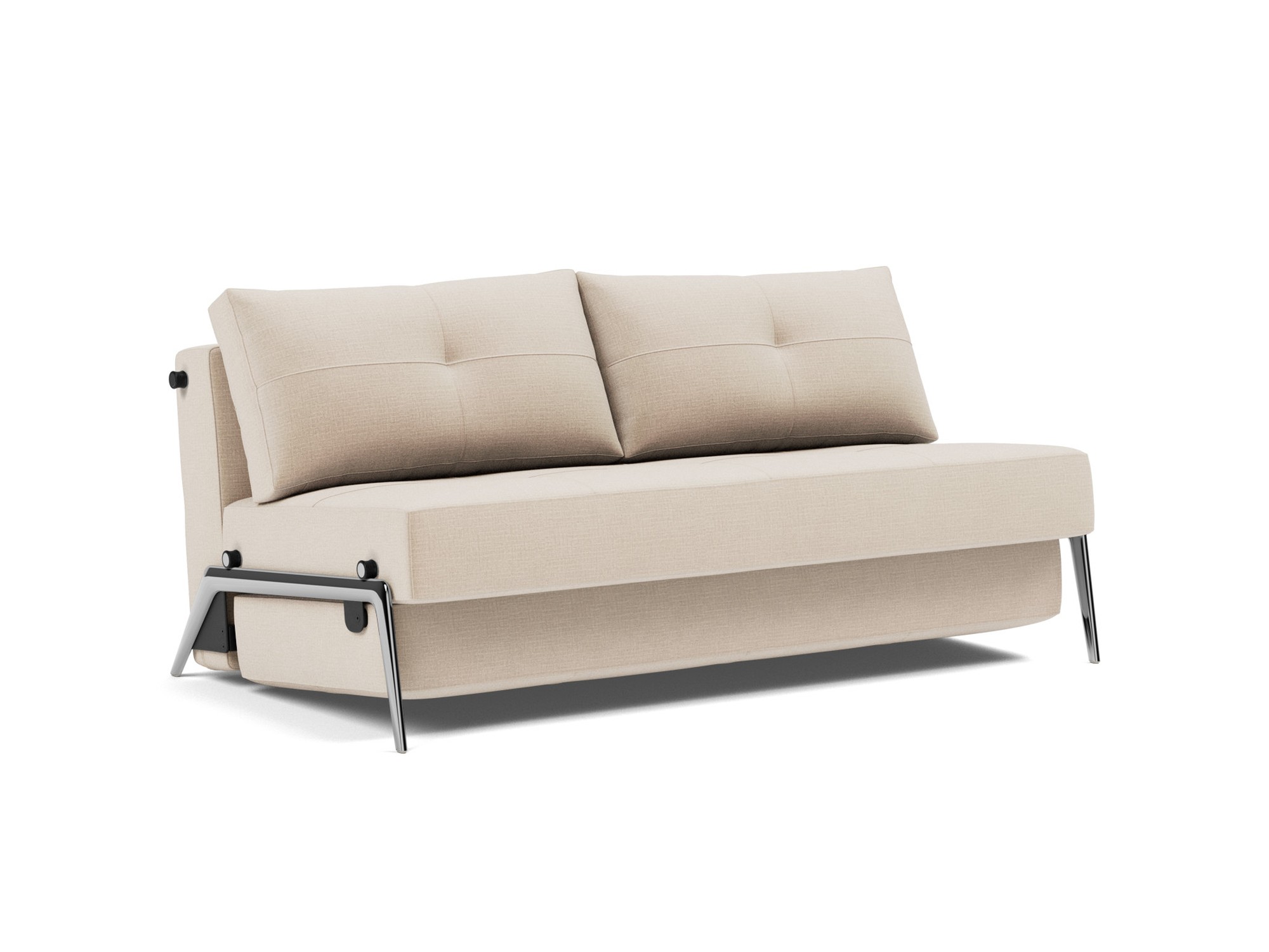 Schlafsofa Cubed 160 Chenille Esina 410-Almond-Beige Beine Aluminium
