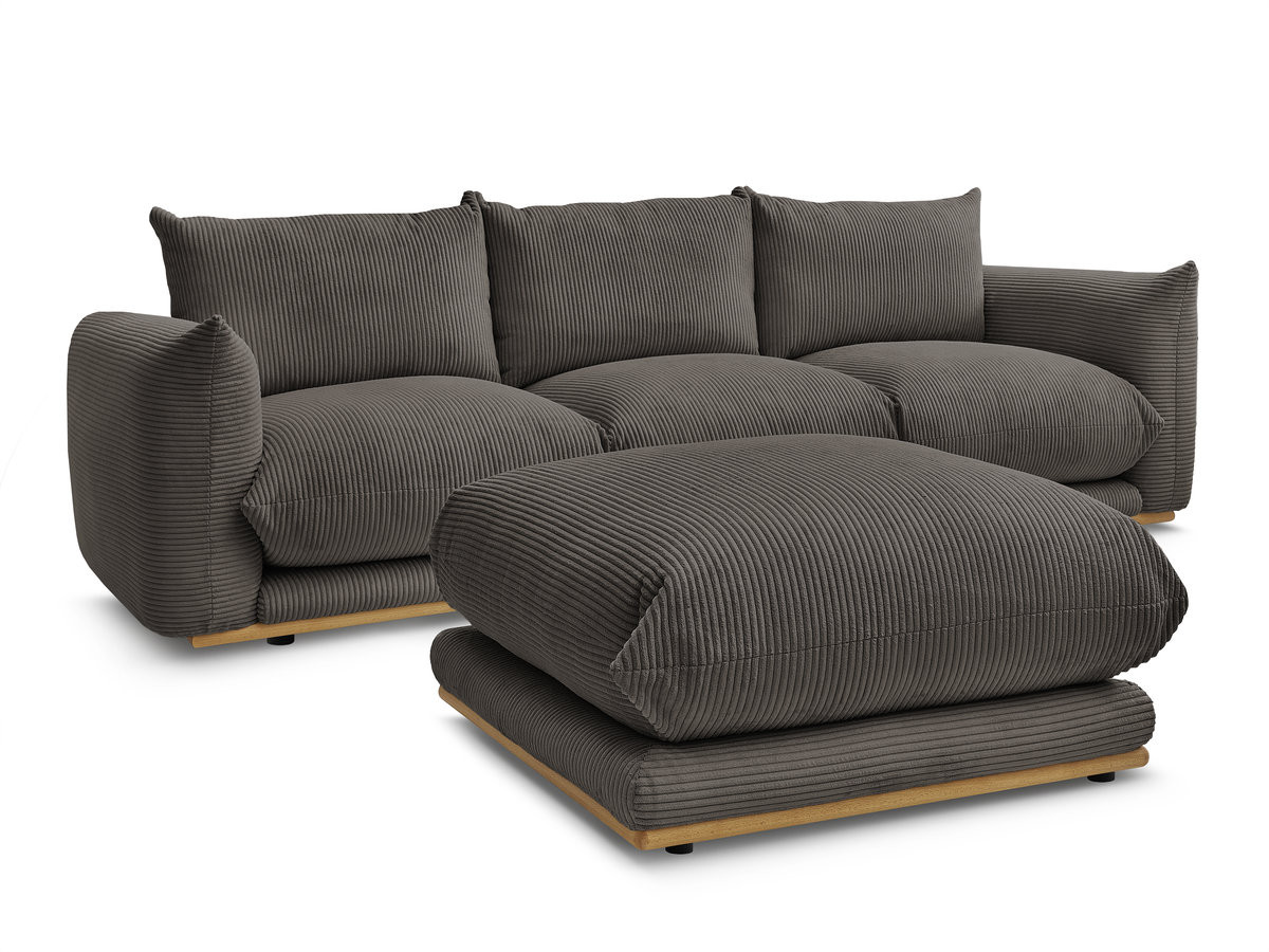 Bobochic Ernest Sofa 3-Sitzer mit Pouf 266 × 106 cm Cordsamt Taupe