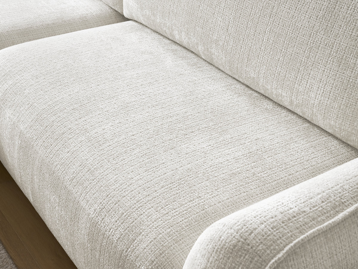 Bobochic Denise Ecksofa mit Schlaffunktion und Bettkasten 258 × 160 cm Strukturstoff Weiß Ecke links